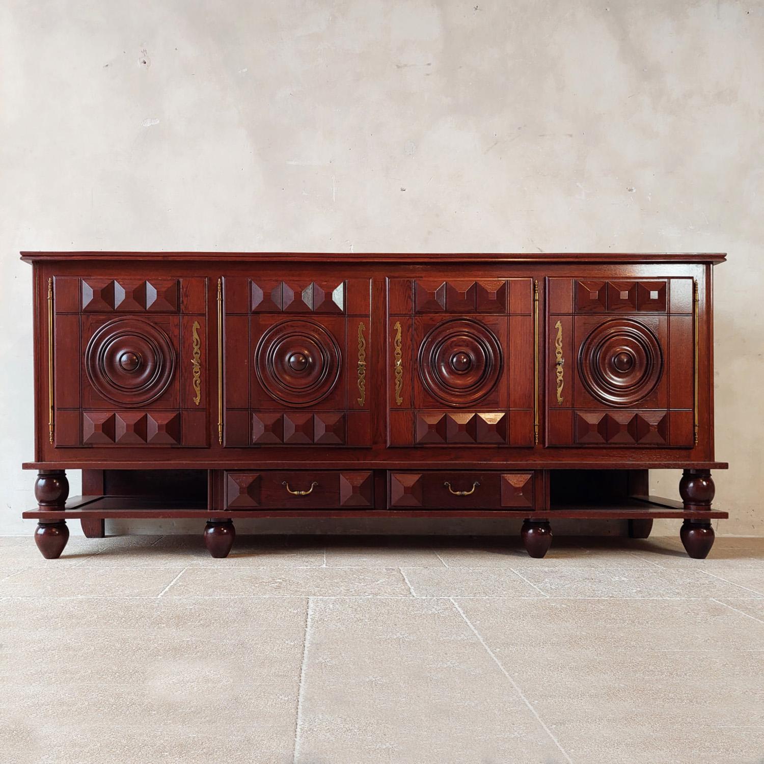 Sideboard aus Nussbaumholz von Charles Dudouyt in Dunkelbraun mit polierter Oberfläche, 1940er Jahre im Angebot 5