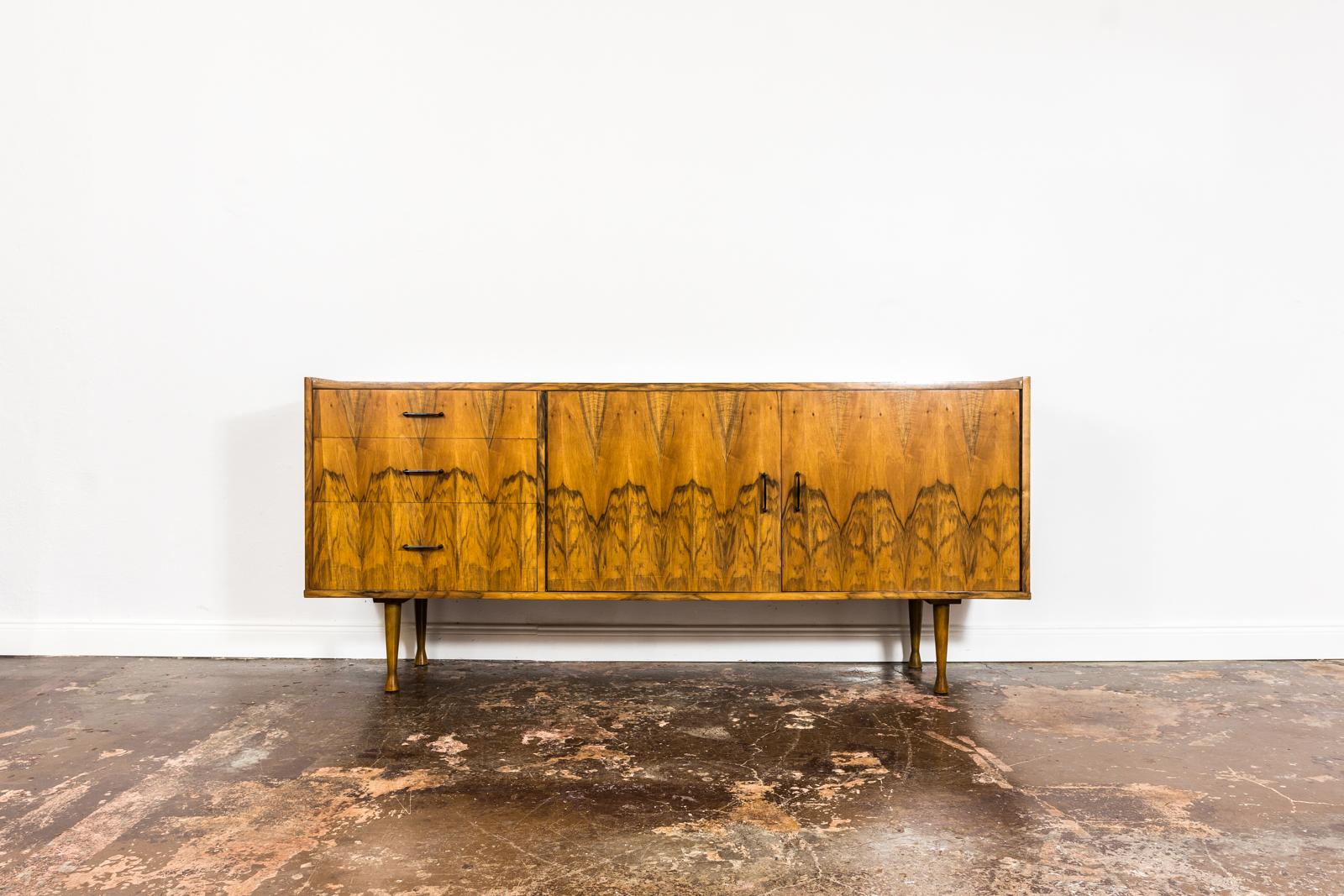 Walnut sideboard by Marian Grabinski, 1960s Poland.
Completely restored.