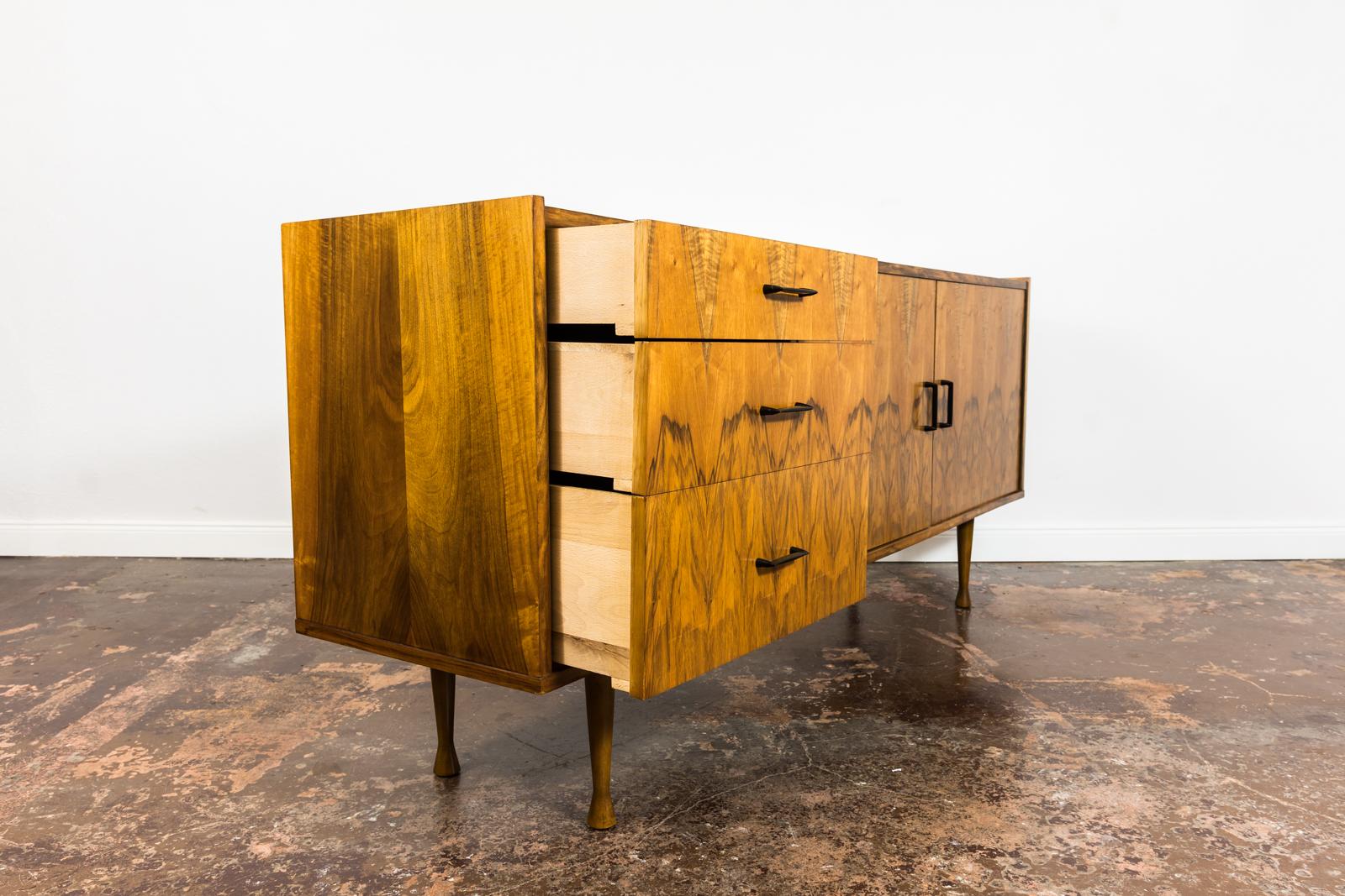 Veneer Walnut Sideboard by Marian Grabiński, 1960s