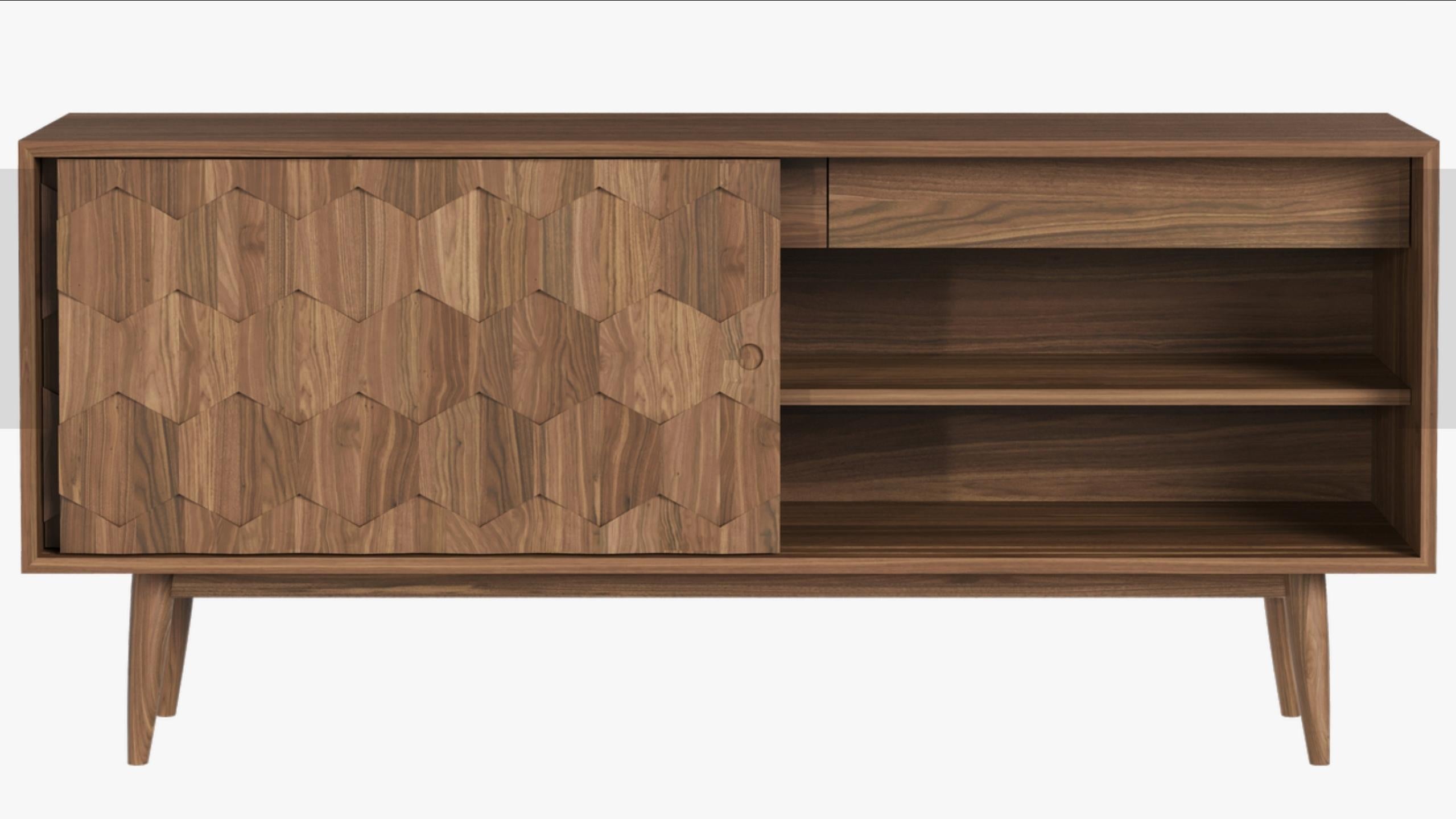 Contemporary Walnut Sideboard Cabinet For Sale