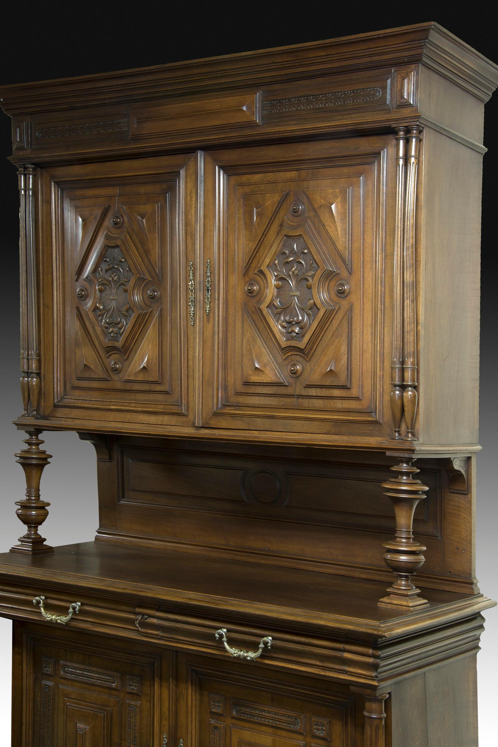 French Walnut Sideboard, France, 19th Century For Sale