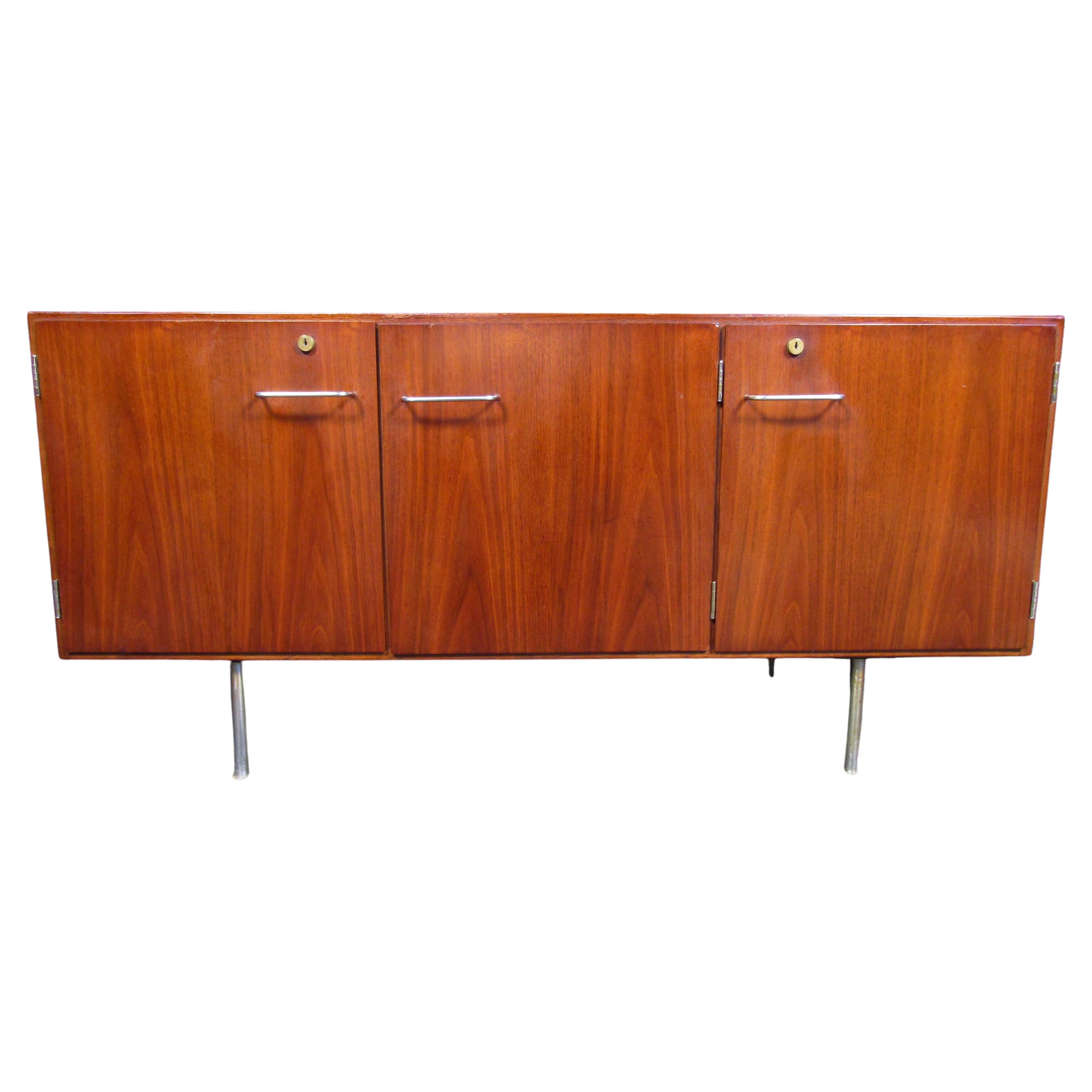 Walnut Sideboard in the Style of Knoll For Sale