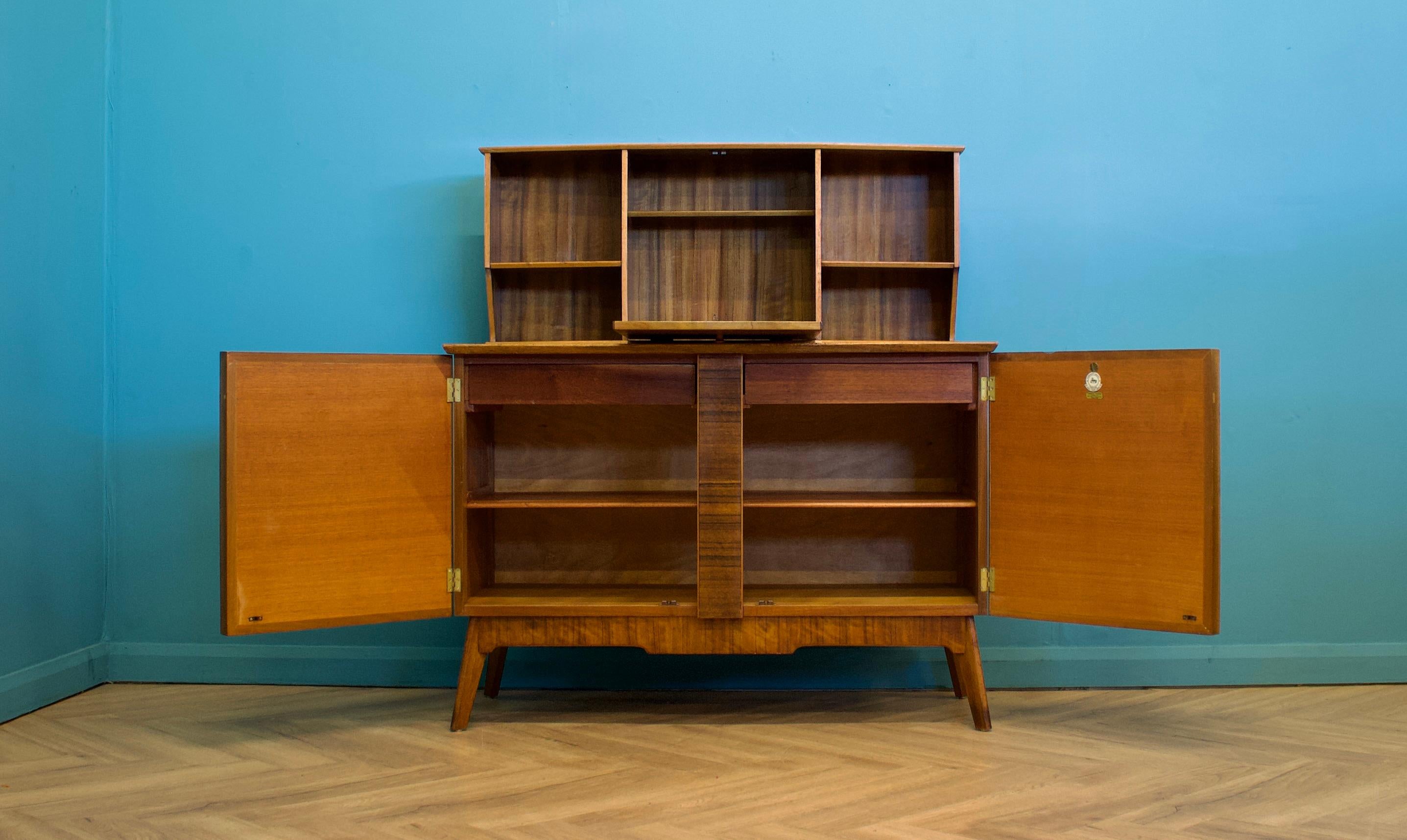 British Walnut Sideboard or Drinks Cabinet from Alfred Cox, 1950s For Sale