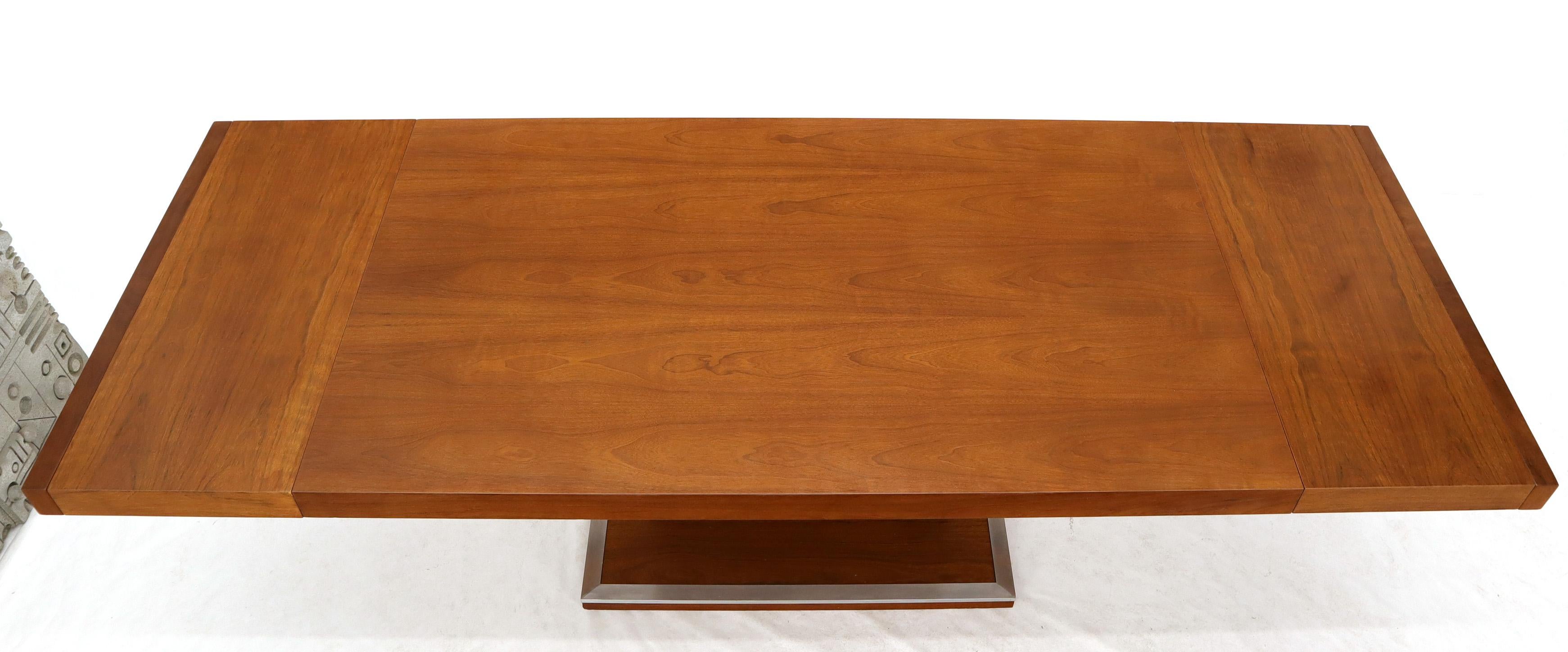 Walnut Single Pedestal Dinging Conference Table with Two Extension Boards For Sale 5