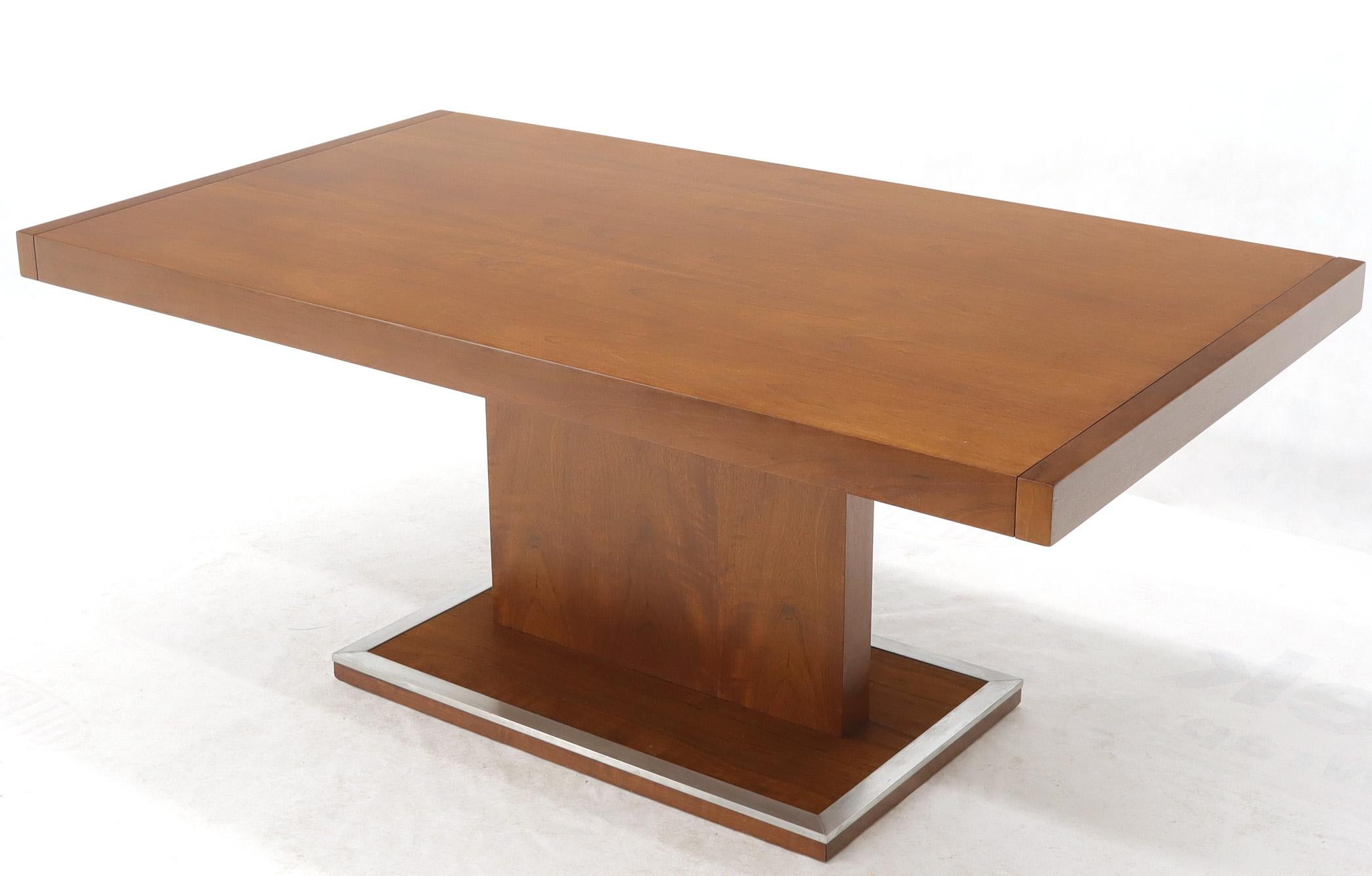 20th Century Walnut Single Pedestal Dinging Conference Table with Two Extension Boards For Sale