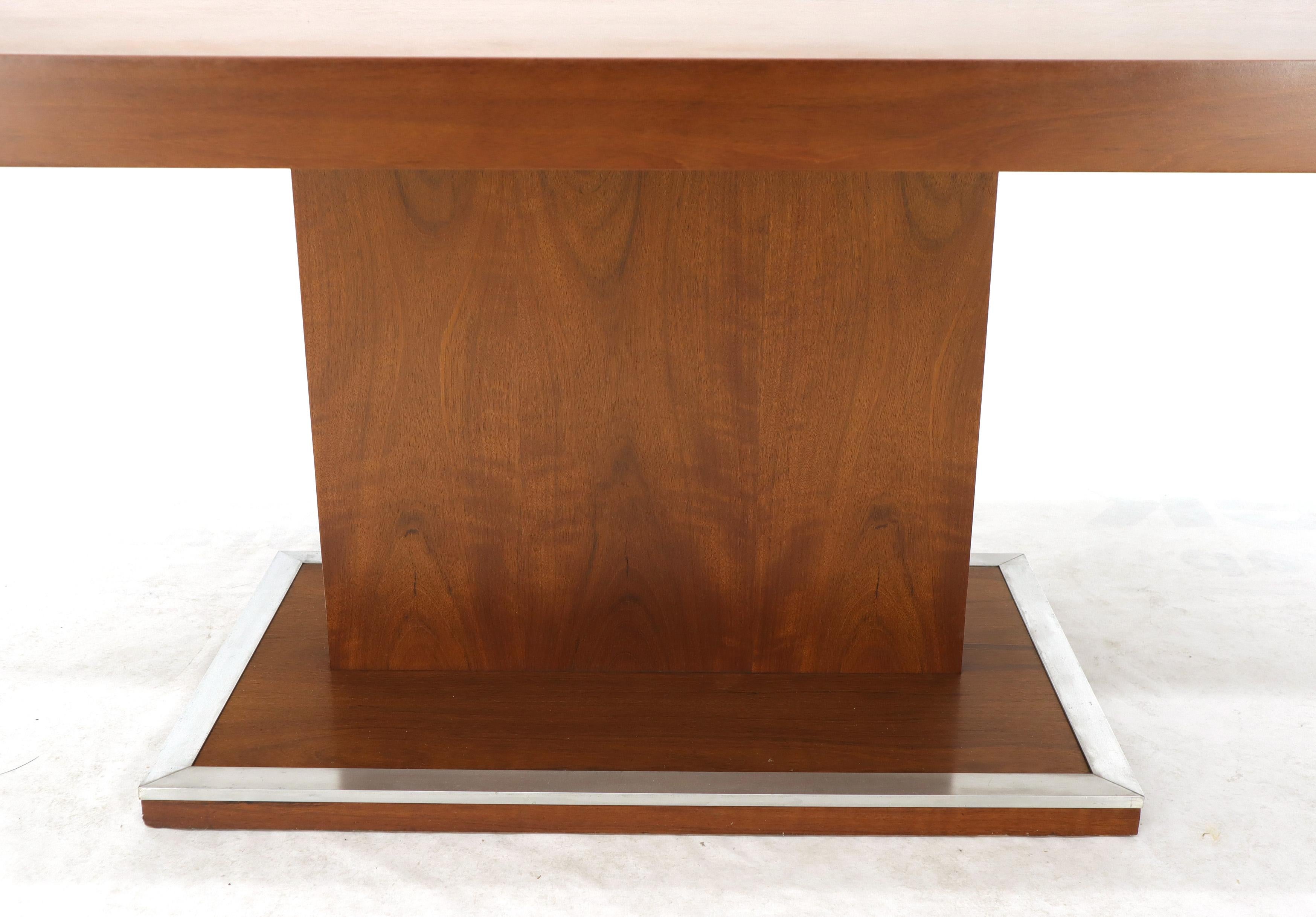 Walnut Single Pedestal Dinging Conference Table with Two Extension Boards For Sale 2