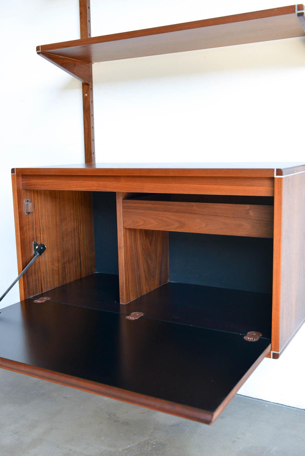 Walnut Single Section Wall or Shelving Unit by Barzilay, ca. 1970 3