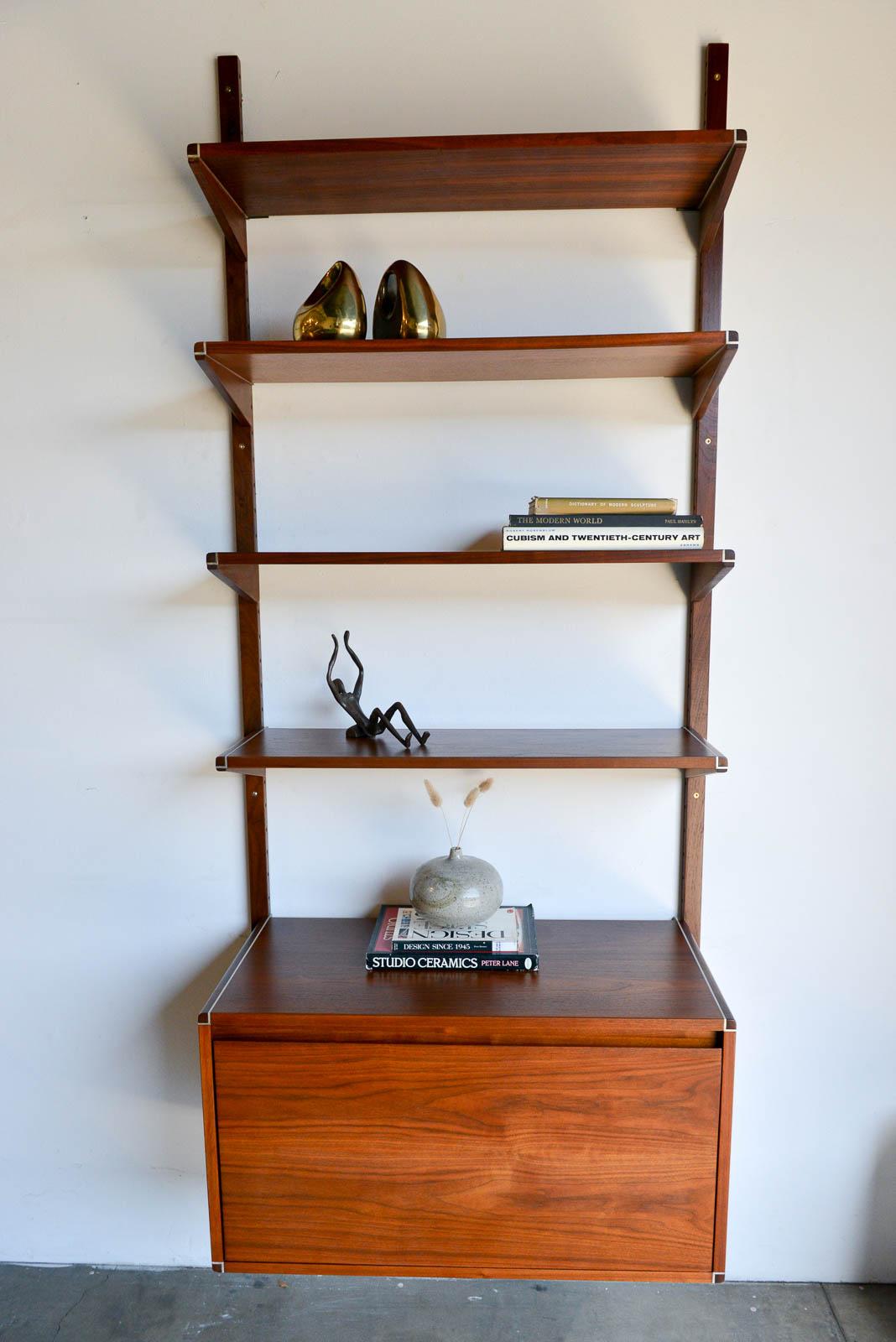 Mid-Century Modern Walnut Single Section Wall or Shelving Unit by Barzilay, ca. 1970