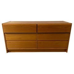 Walnut Six-Drawer Credenza or Cabinet in the Style of Bassett, 20th Century