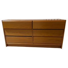 Walnut Six-Drawer Credenza or Cabinet in the Style of Bassett, 20th Century