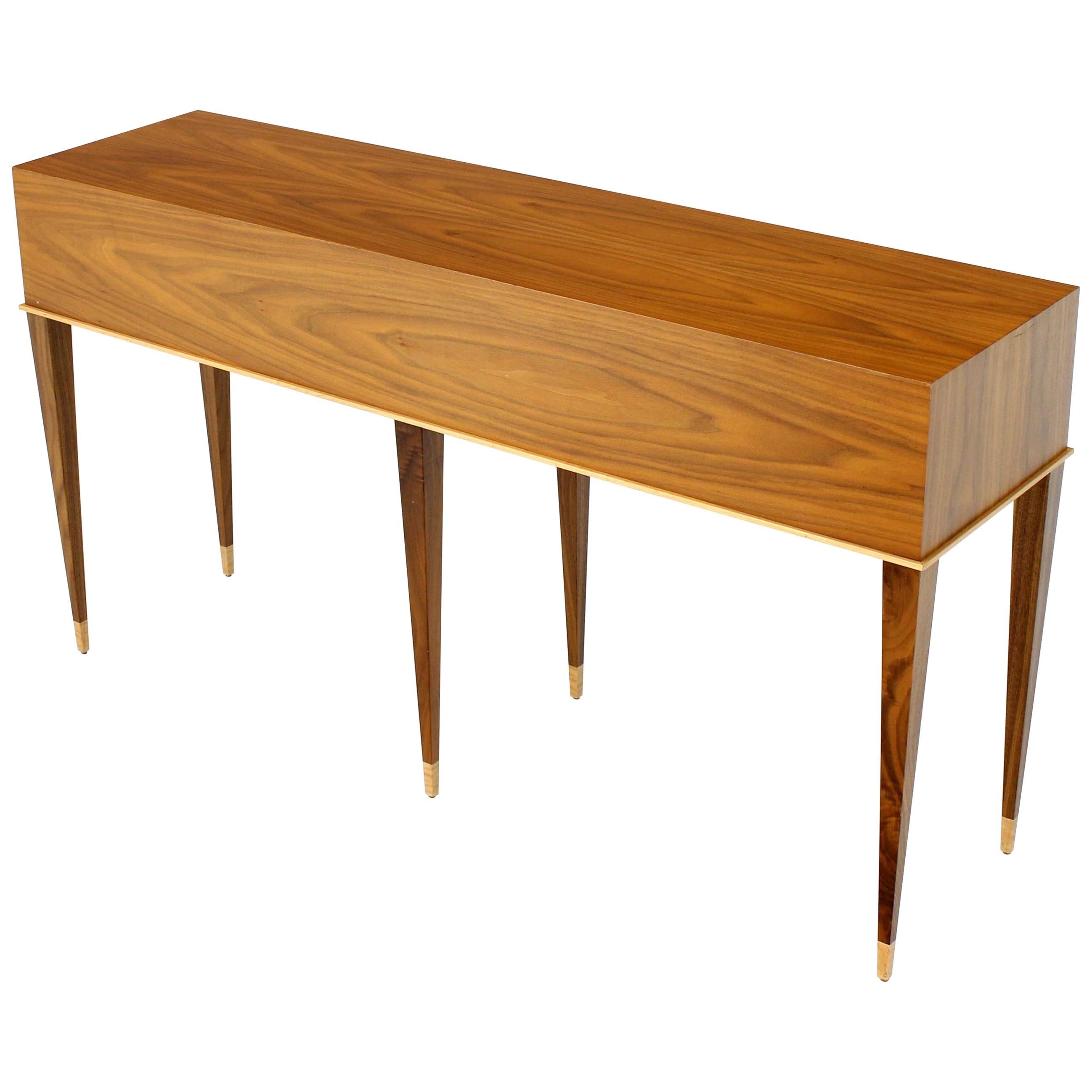 Walnut Six-Legged Console Table on Tapered Legs Parzinger Style