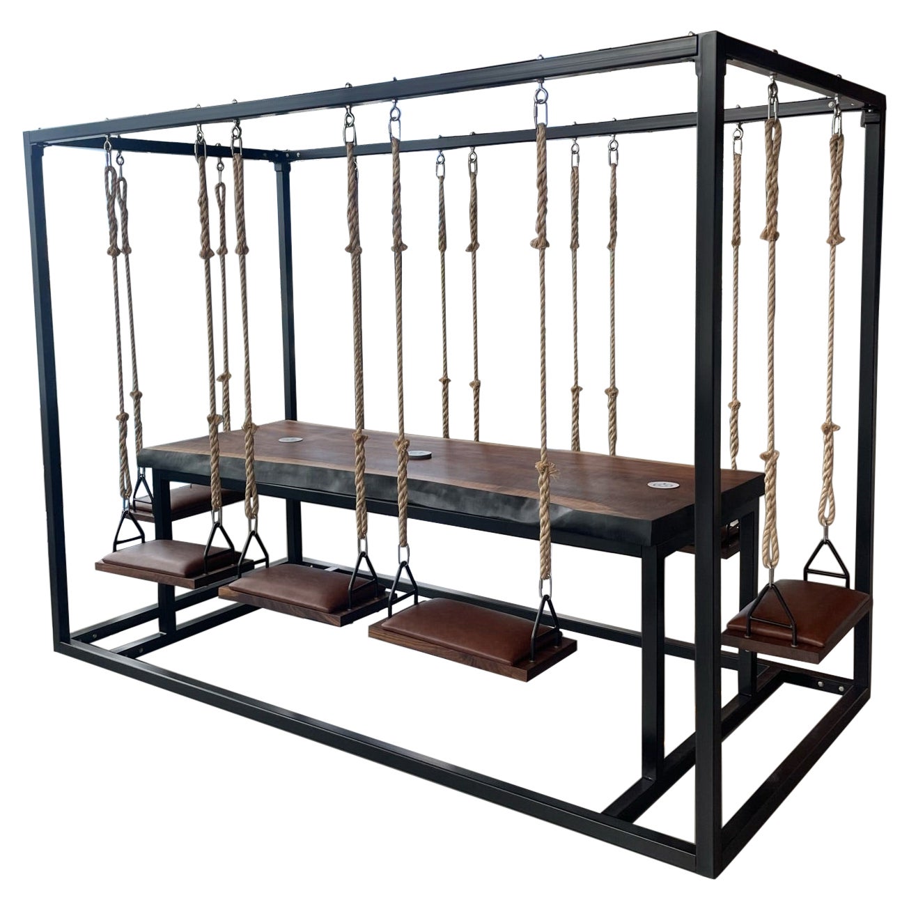 Walnut Slab 8-Seater Swing Table For Sale
