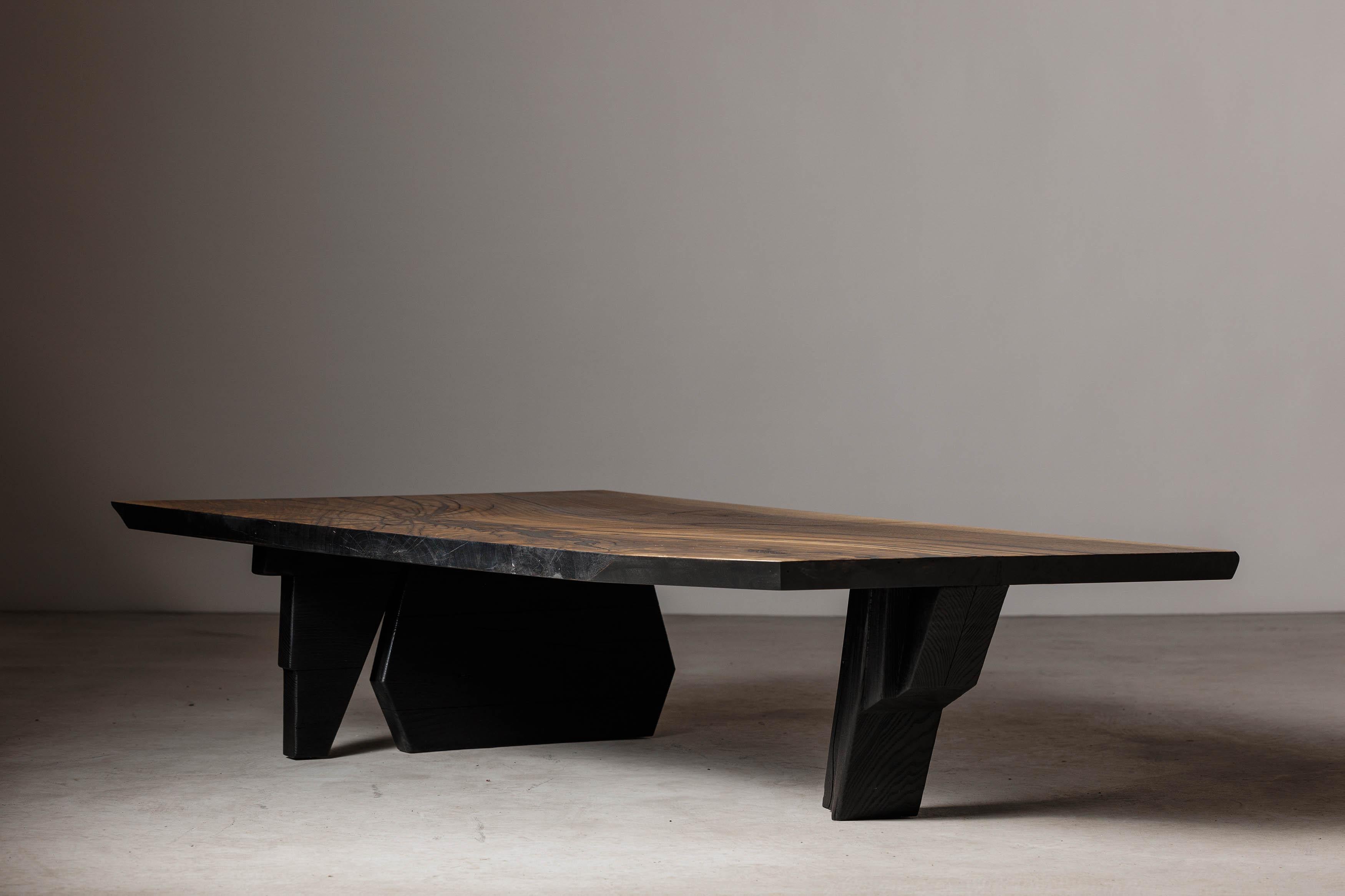 Brutalist Walnut Slab Japandi Coffee Table by Eero Moss - EM105 For Sale