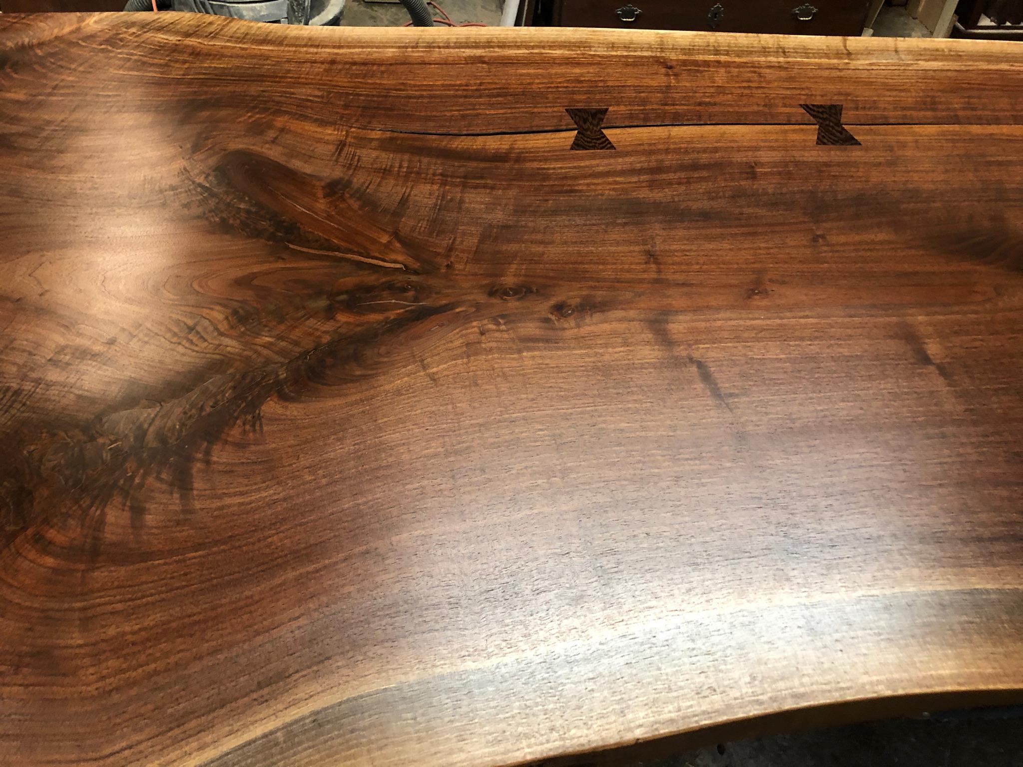 Walnut Slab Live Edge Dining Table, Custom Made by Petersen Antiques For Sale 4