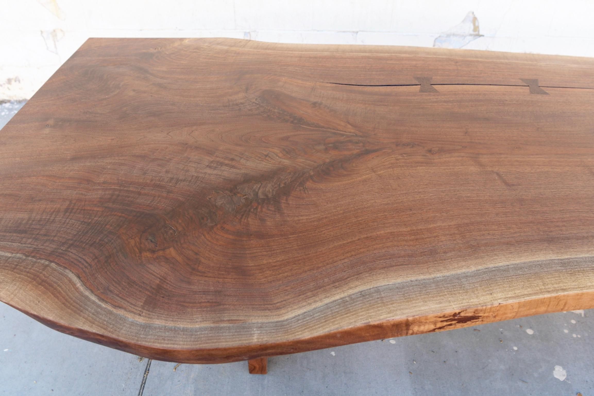 Walnut Slab Live Edge Dining Table, Custom Made by Petersen Antiques For Sale 5