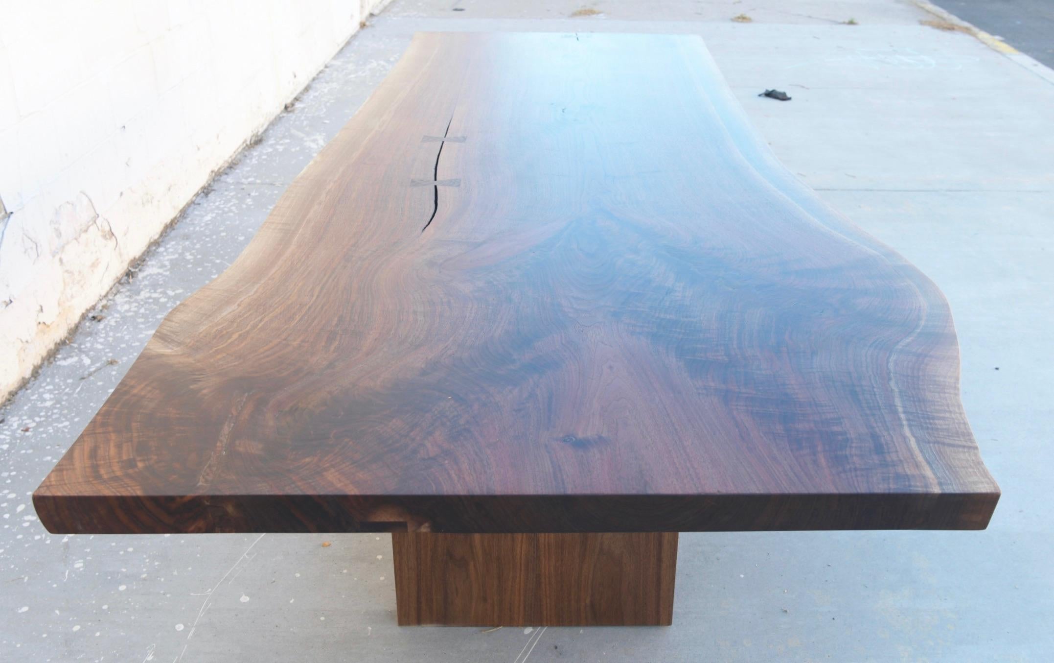 American Walnut Slab Live Edge Dining Table, Custom Made by Petersen Antiques For Sale
