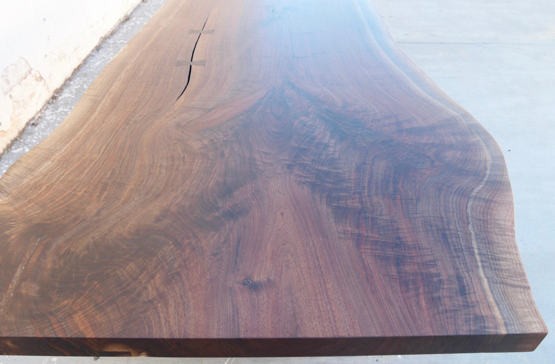 Walnut Slab Live Edge Dining Table, Custom Made by Petersen Antiques For Sale 1