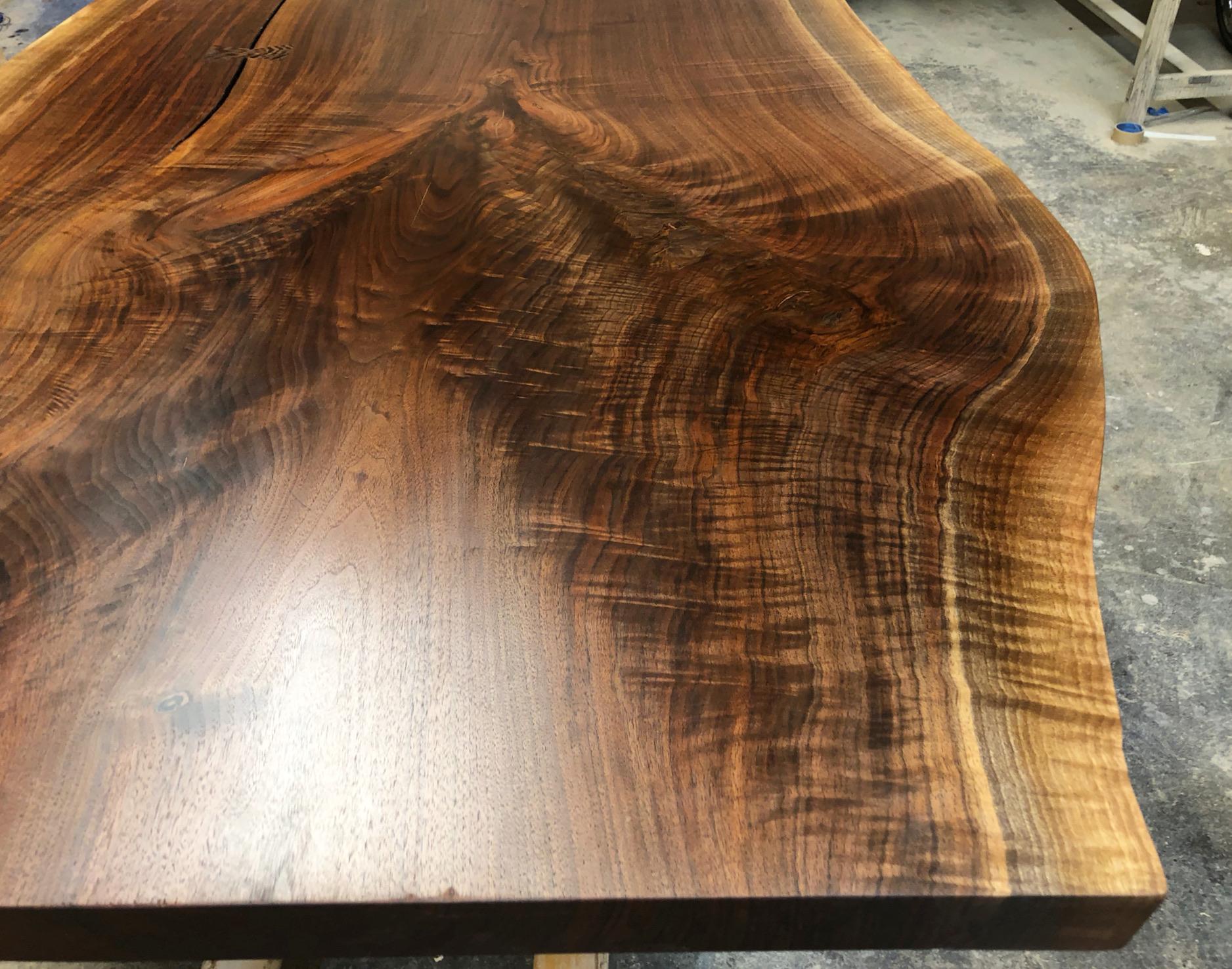 Walnut Slab Live Edge Dining Table, Custom Made by Petersen Antiques For Sale 2