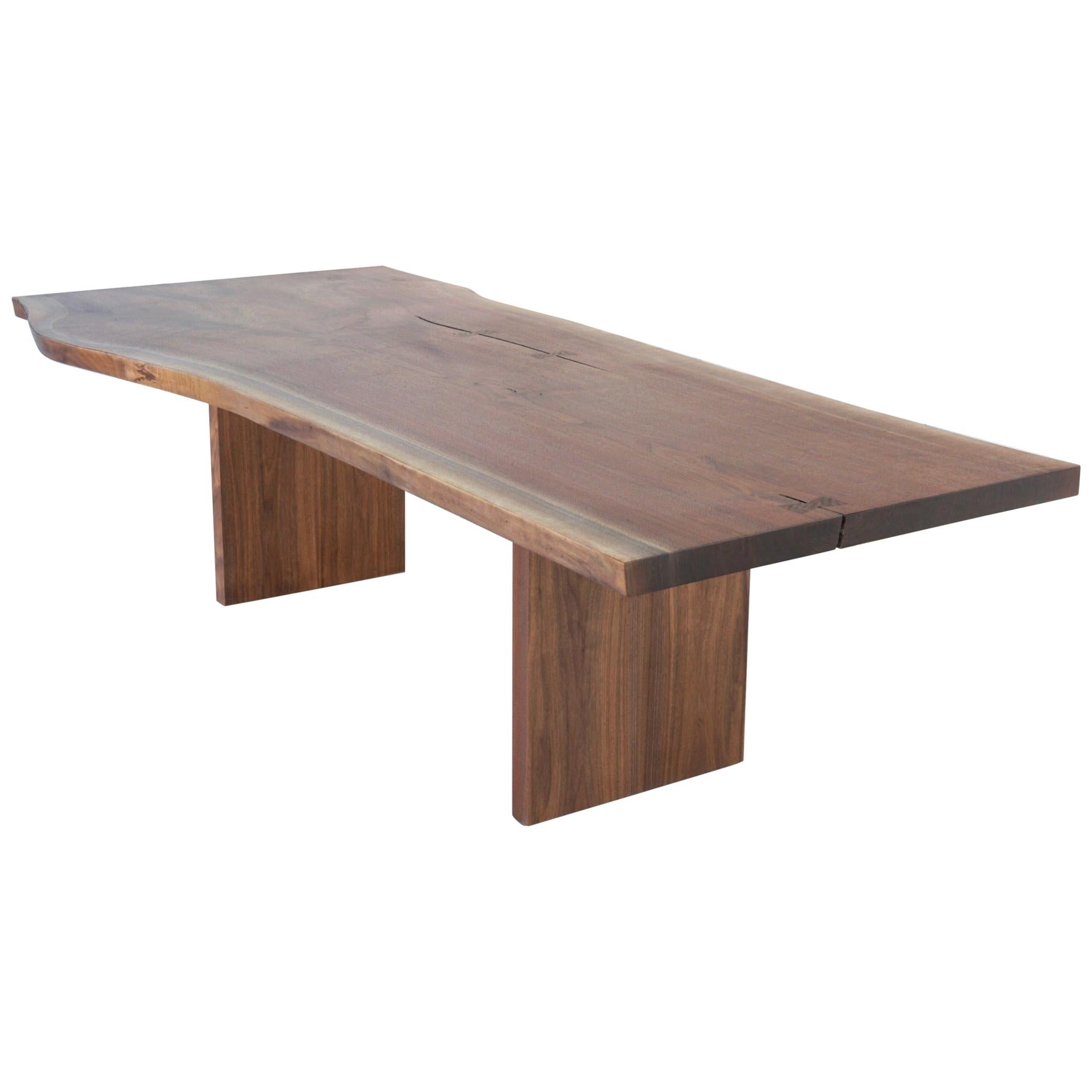 Walnut Slab Live Edge Dining Table, Custom Made by Petersen Antiques For Sale