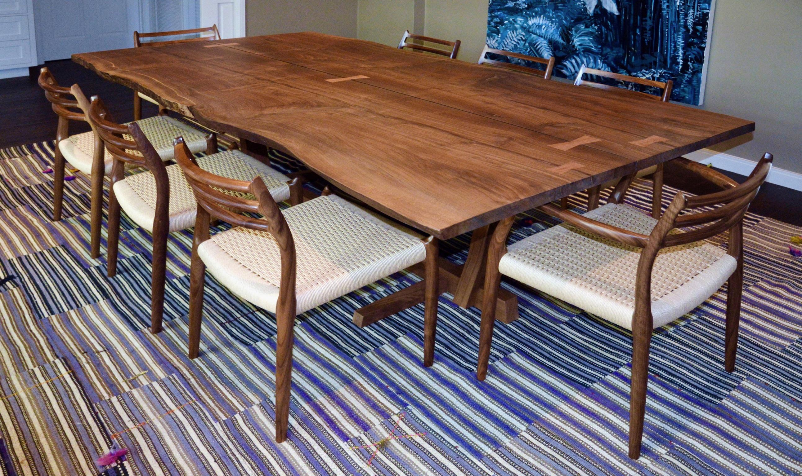 Custom Walnut Slab Live Edge Dining Table For Sale 1