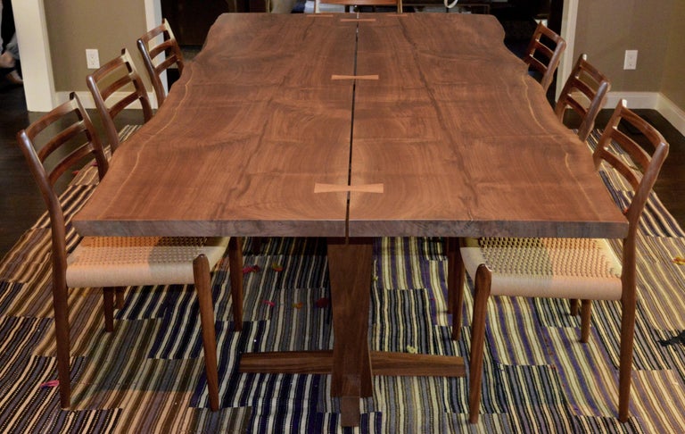 Custom Walnut Slab Live Edge Dining Table In New Condition For Sale In Los Angeles, CA
