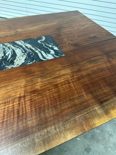 Walnut slab & quartzite inlay dining table IN STOCK!!!