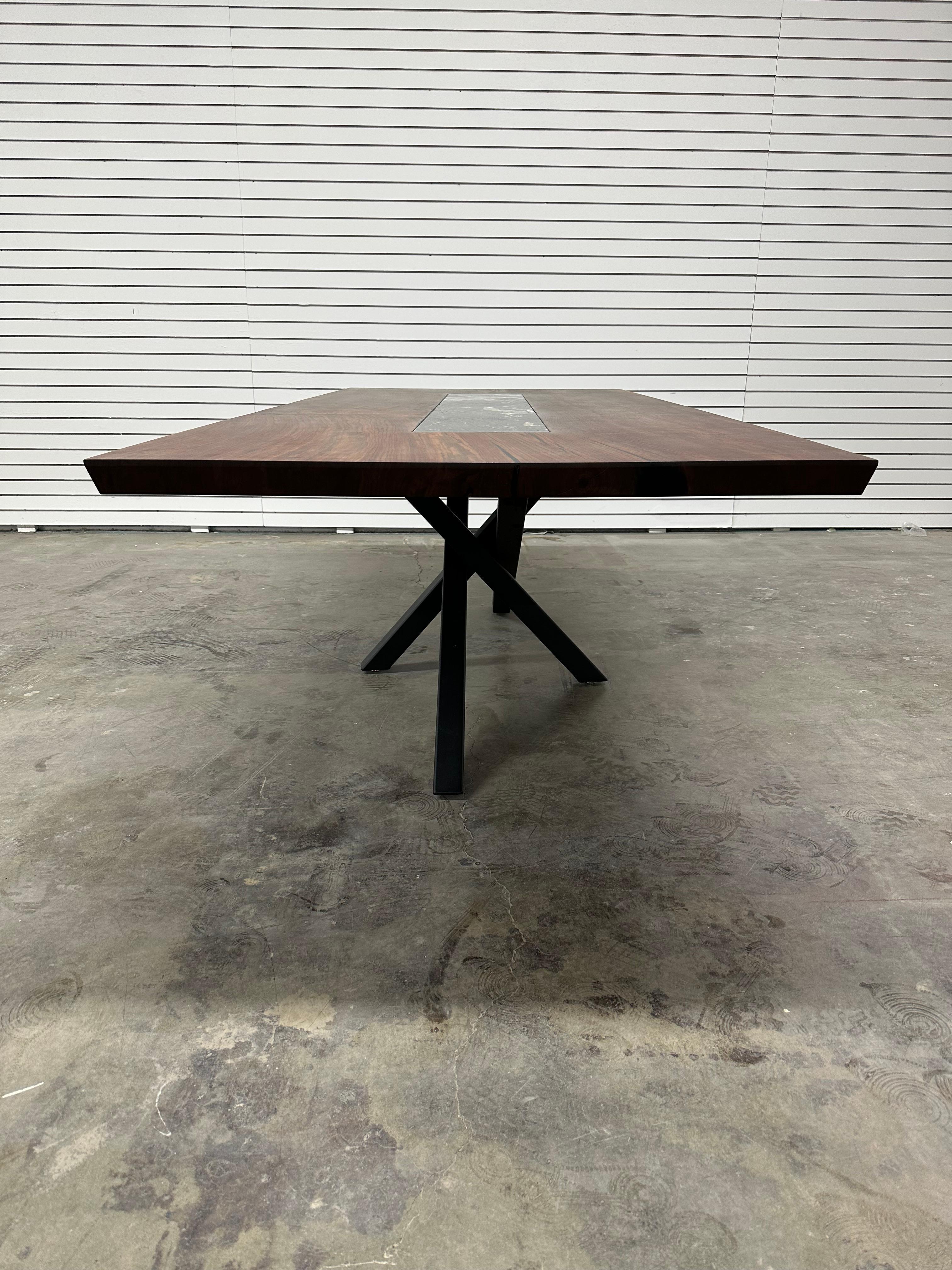 Contemporary Walnut slab & quartzite inlay dining table IN STOCK!!! For Sale