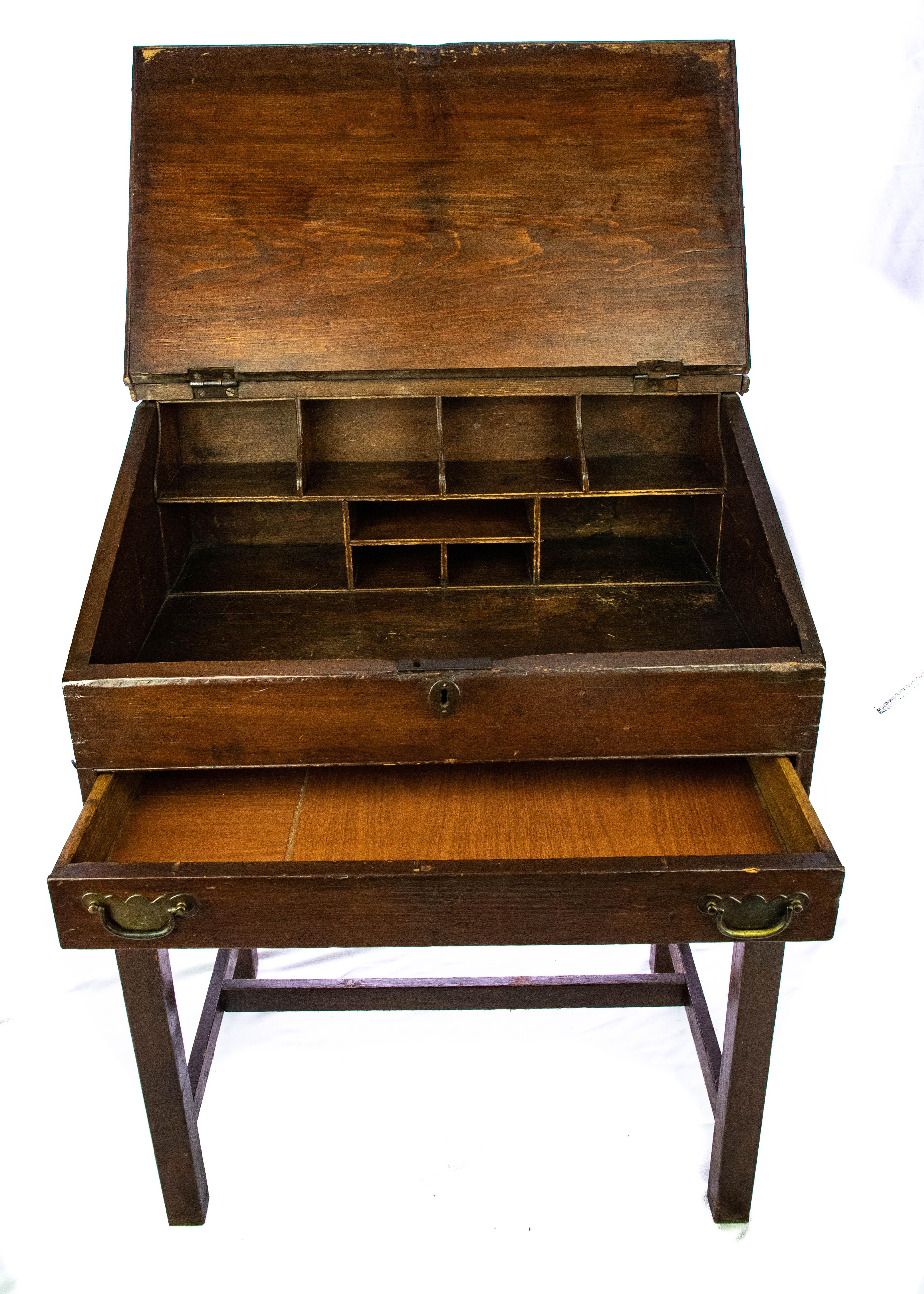 Chippendale Walnut Slant Top Desk, 19th Century For Sale