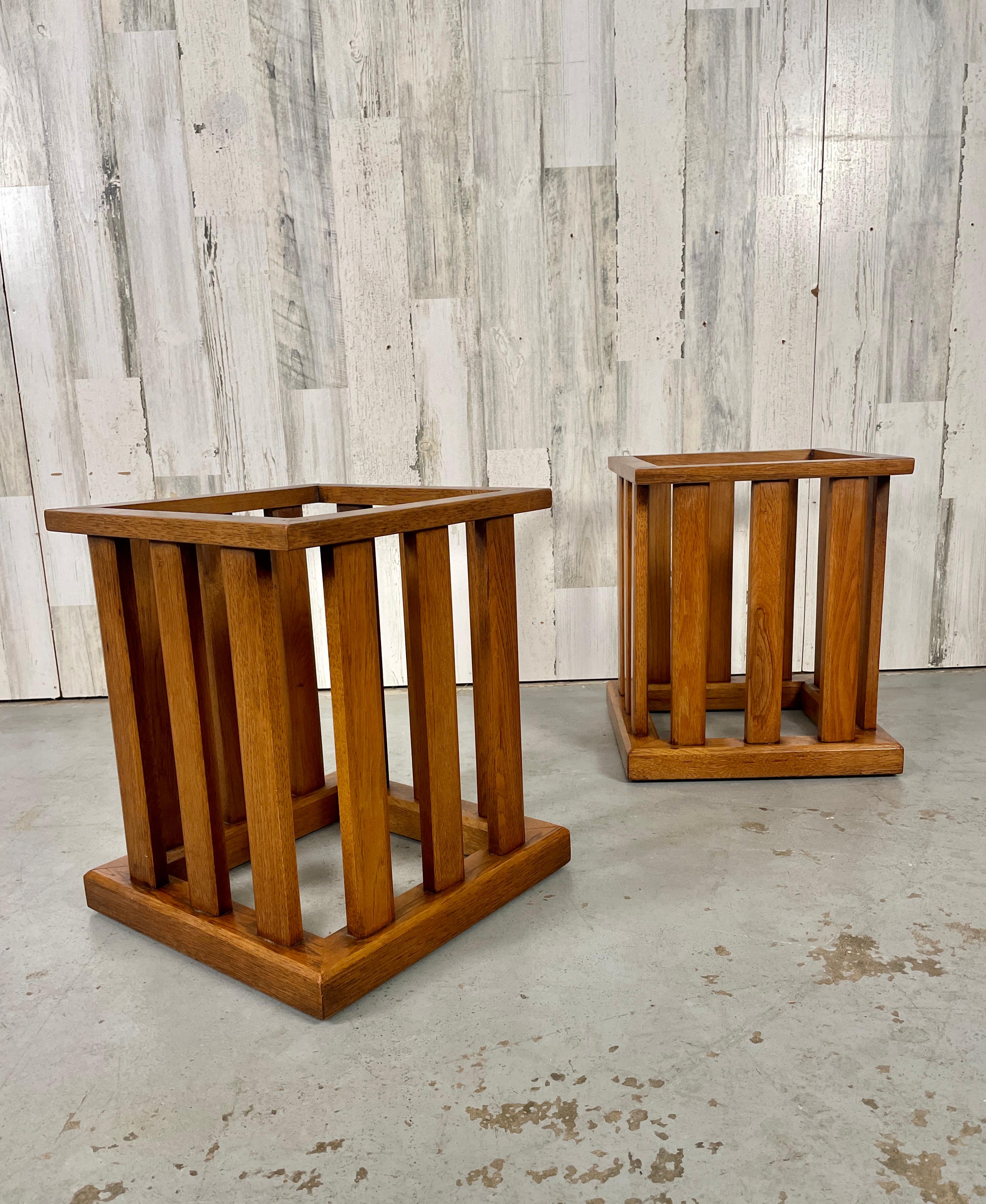 20th Century Walnut Slatted Side Tables For Sale