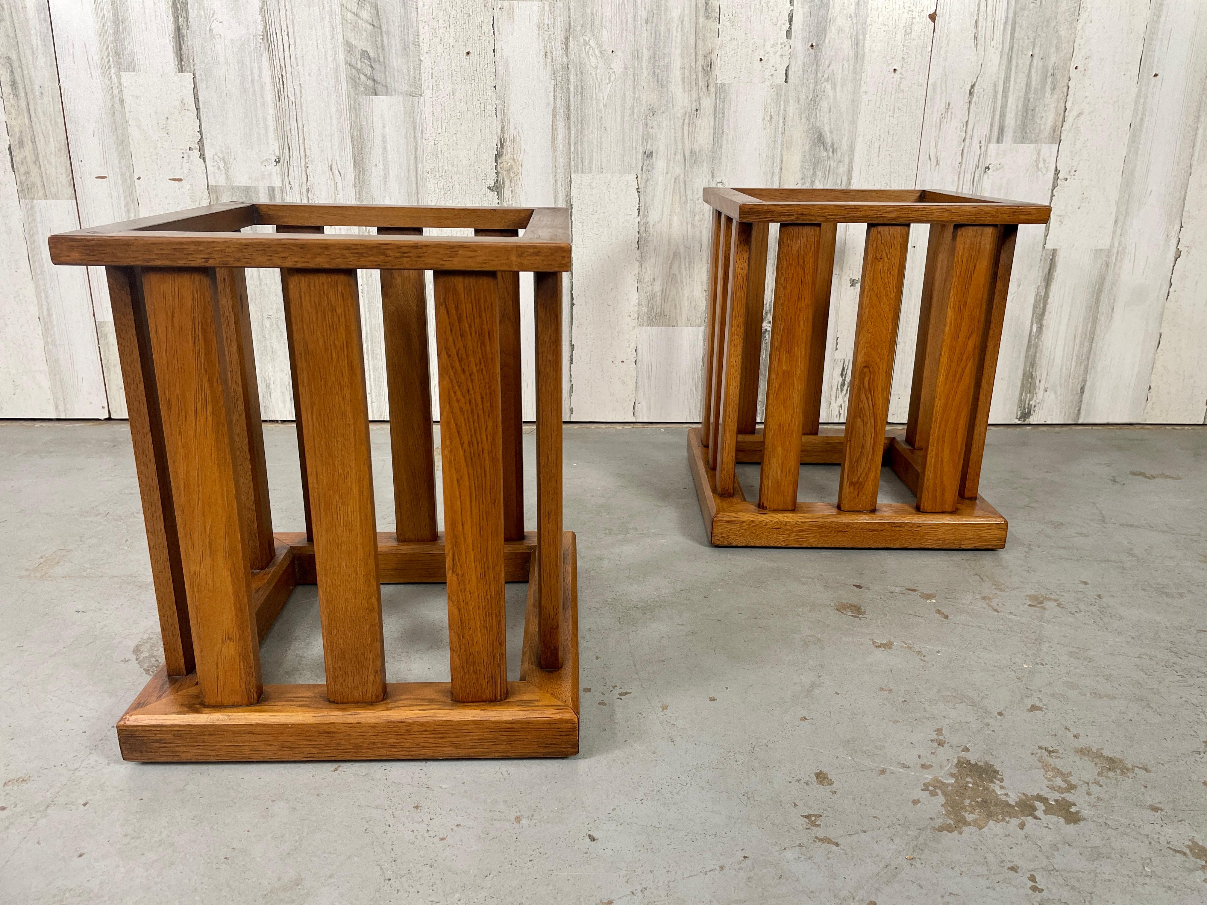 Walnut Slatted Side Tables For Sale 2