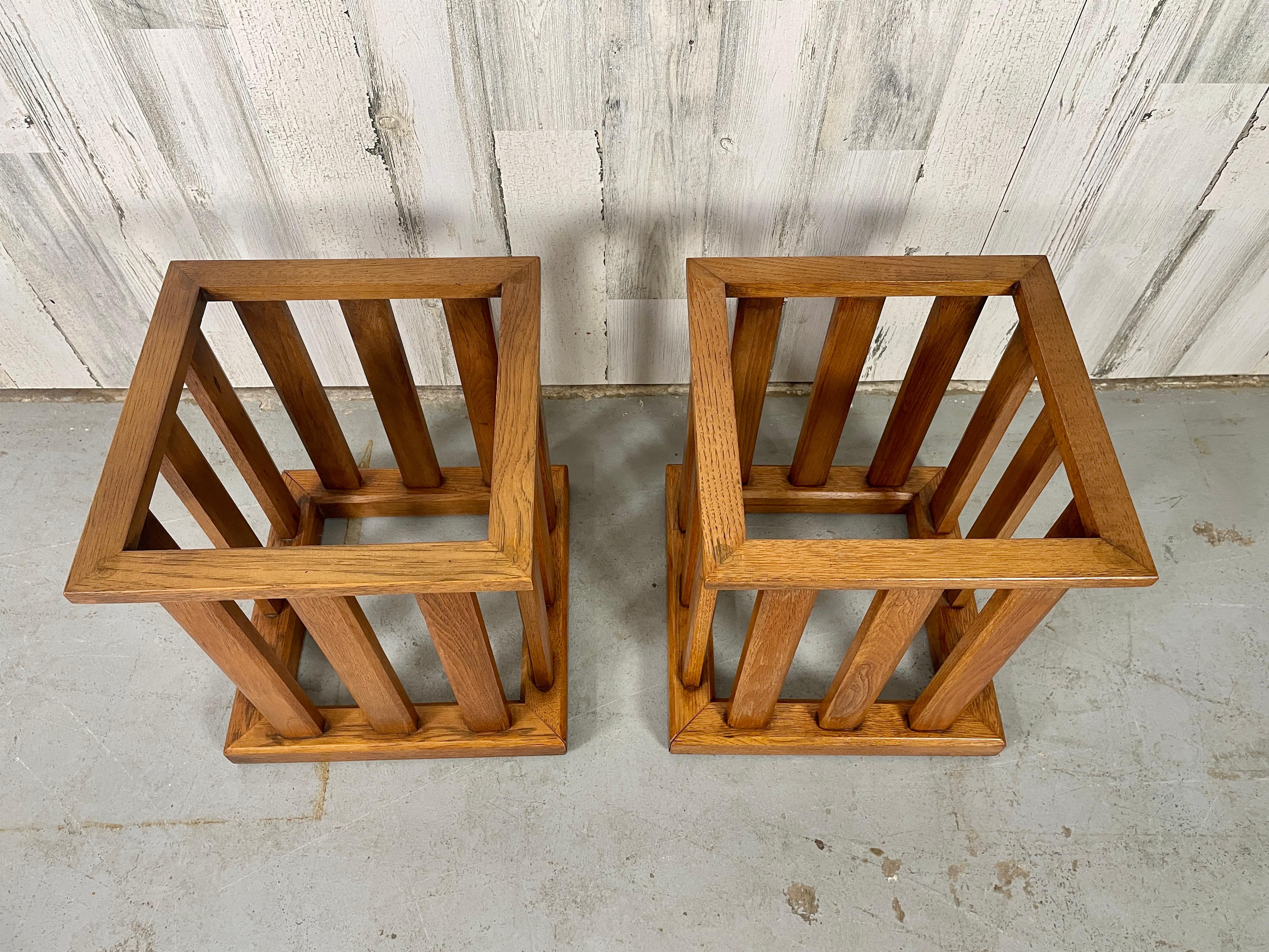 Walnut Slatted Side Tables For Sale 3