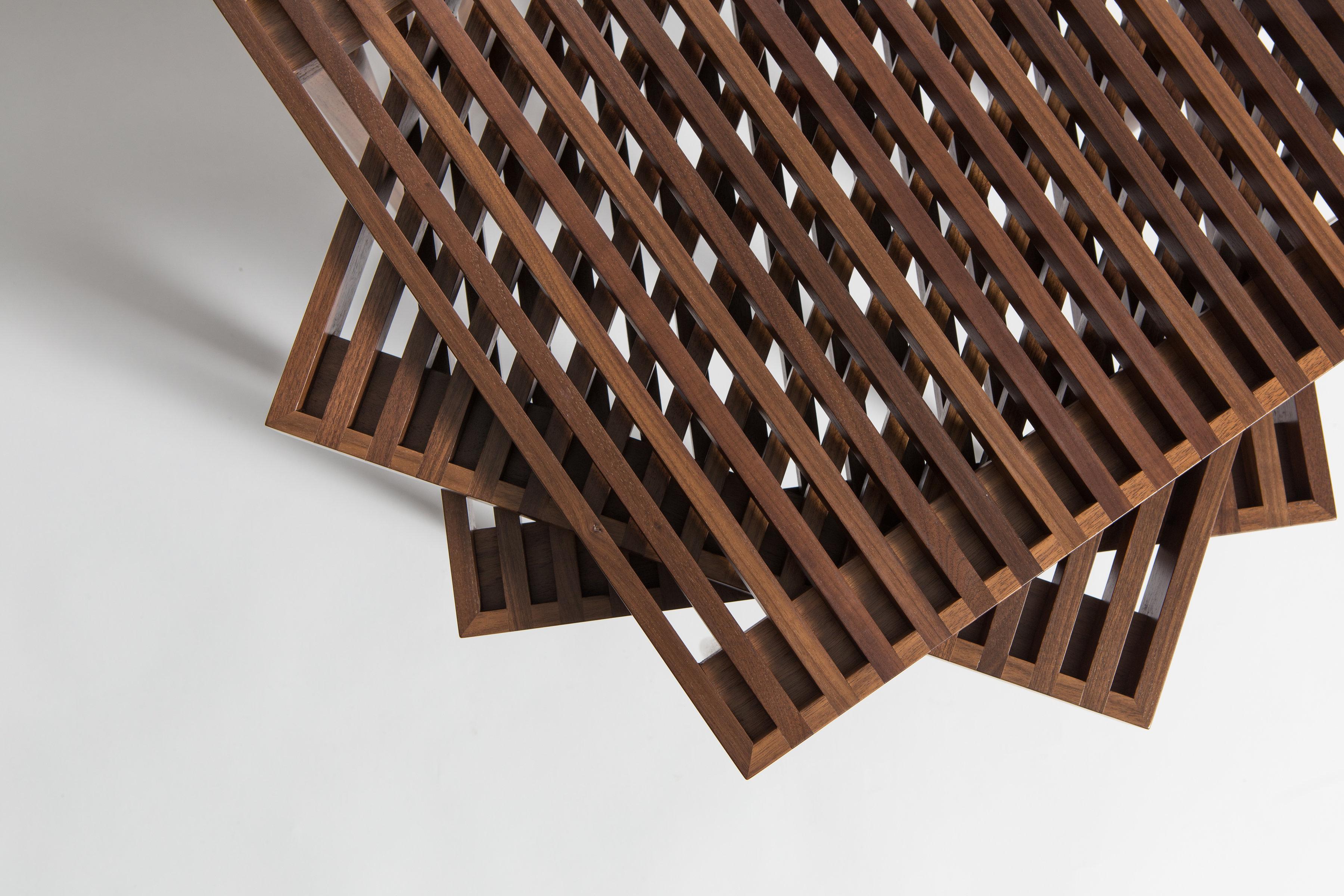 Hand-Crafted Walnut Slatted Stacking Tables by Mel Smilow For Sale