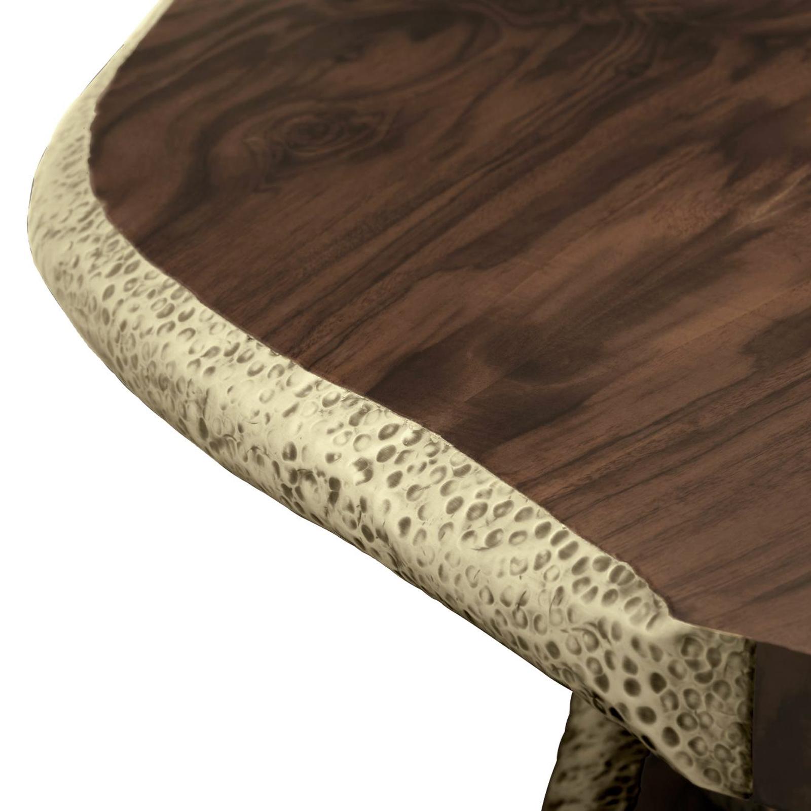 Walnut Slices Brassed Coffee Table For Sale 3