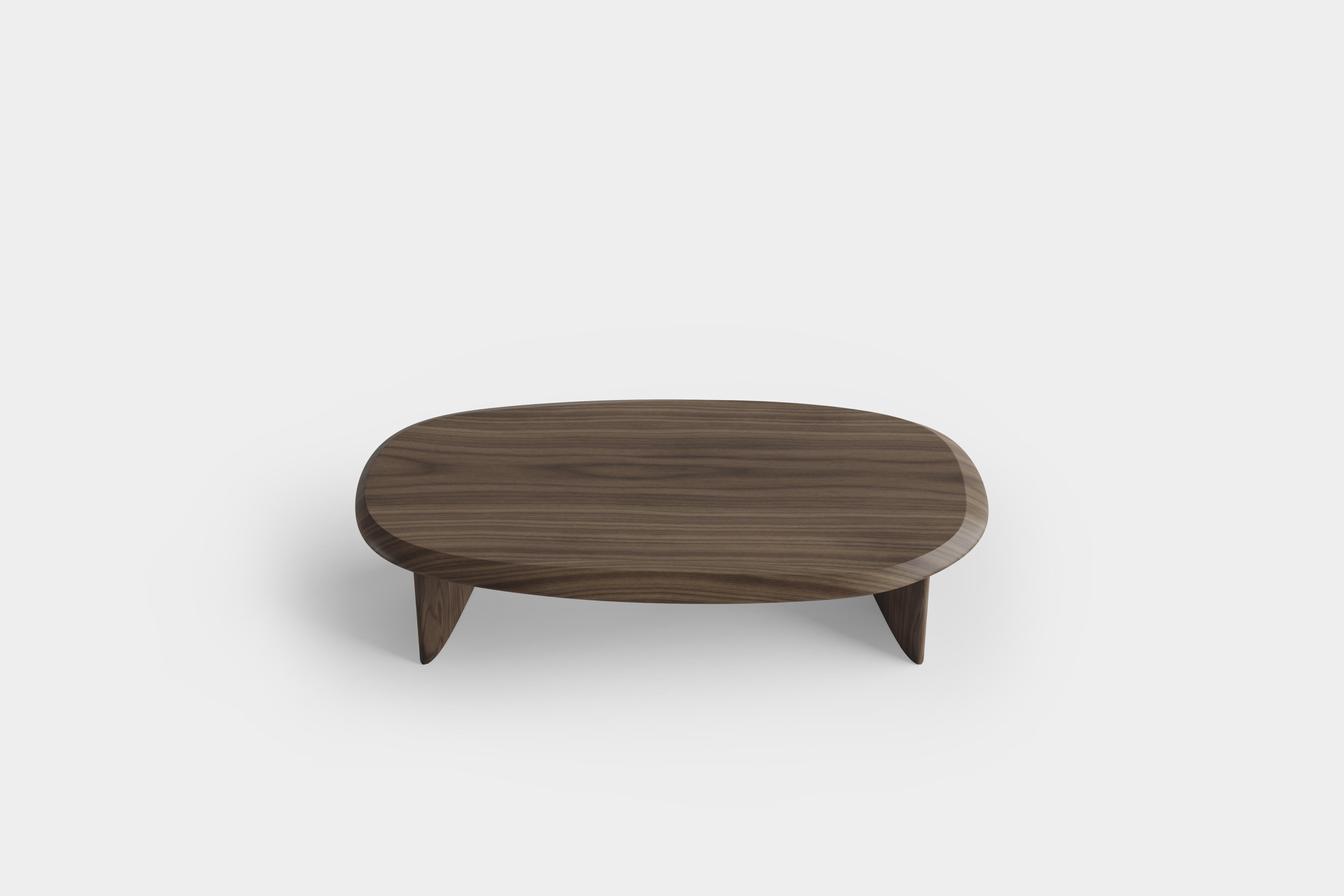 Mexican Duna Rectangular Coffee Table in Solid Walnut Wood Coffee Table by Joel Escalona For Sale