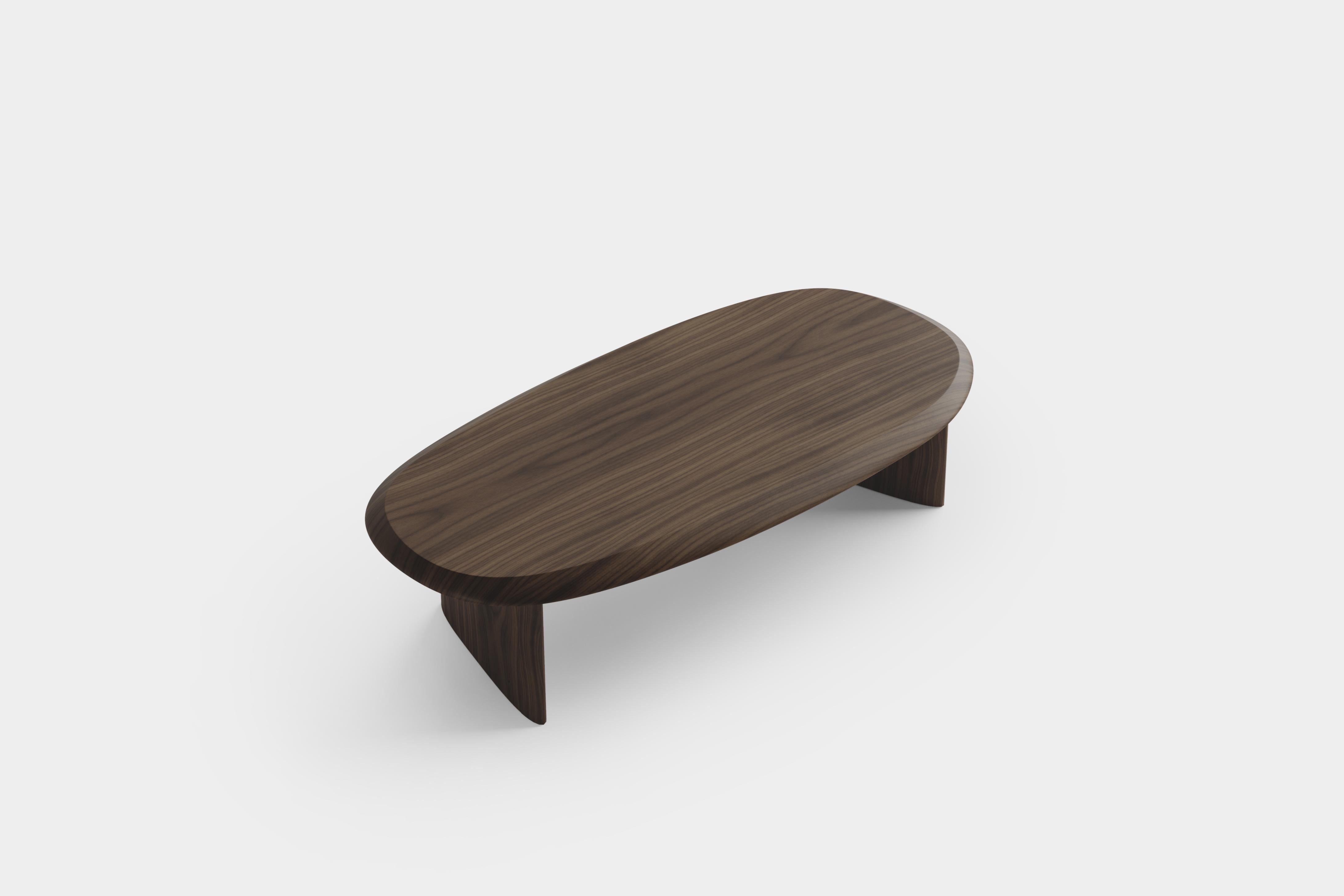 Contemporary Duna Rectangular Coffee Table in Solid Walnut Wood Coffee Table by Joel Escalona For Sale