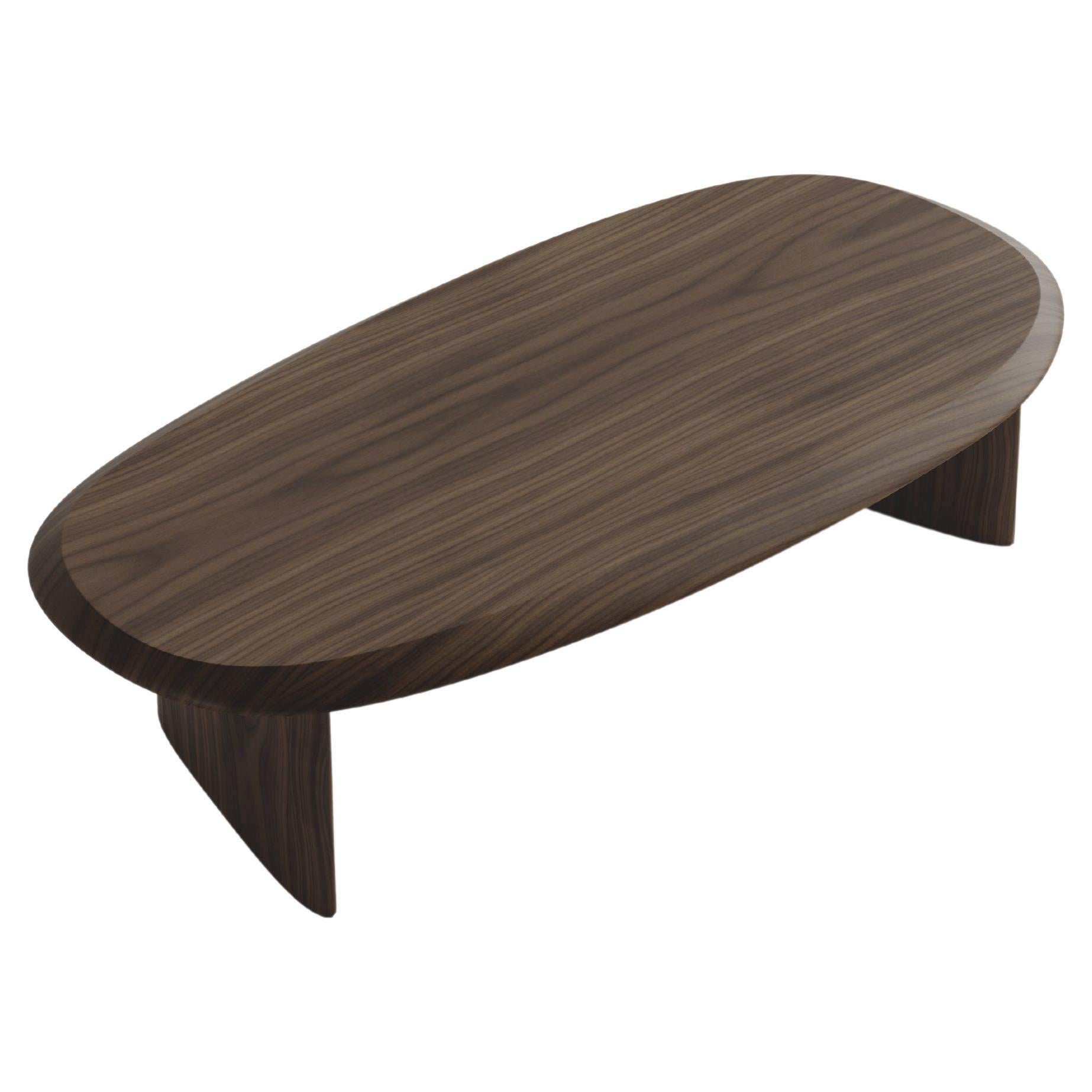 Duna Rectangular Coffee Table in Solid Walnut Wood Coffee Table by Joel Escalona For Sale