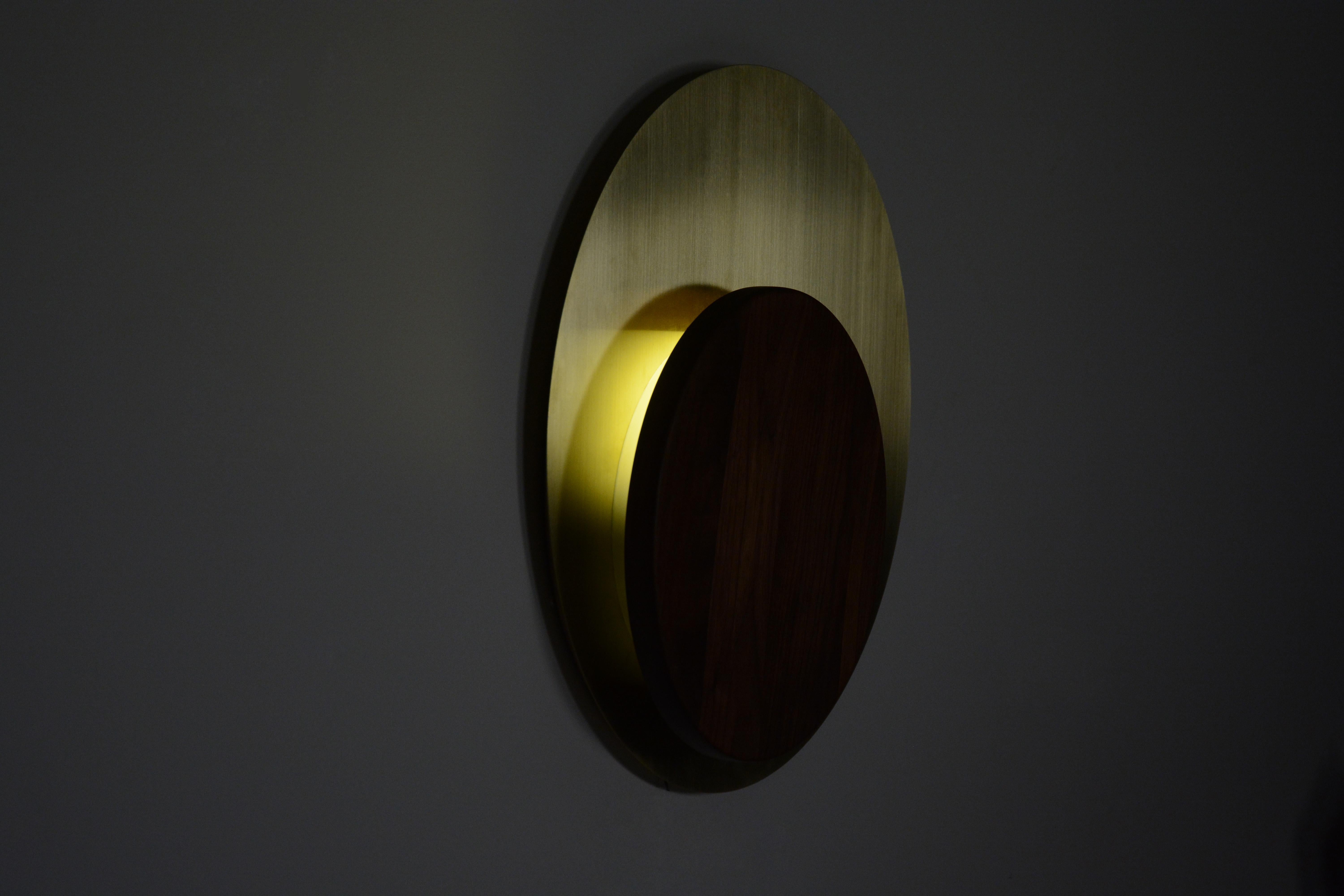 Modern Walnut Small Rise Sconce by Hollis & Morris