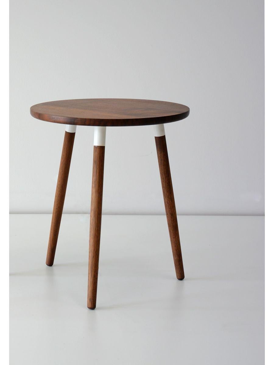 Walnut small tall crescenttown side table by Hollis & Morris
Dimensions: Diameter 17