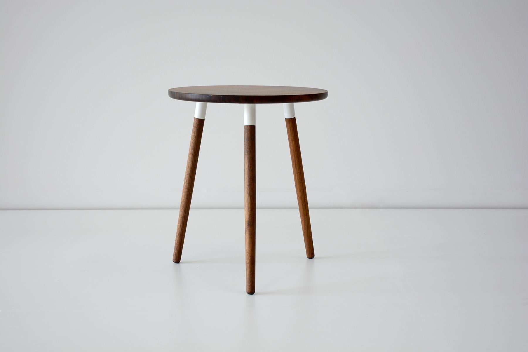 Modern Walnut Small Tall Crescenttown Side Table by Hollis & Morris