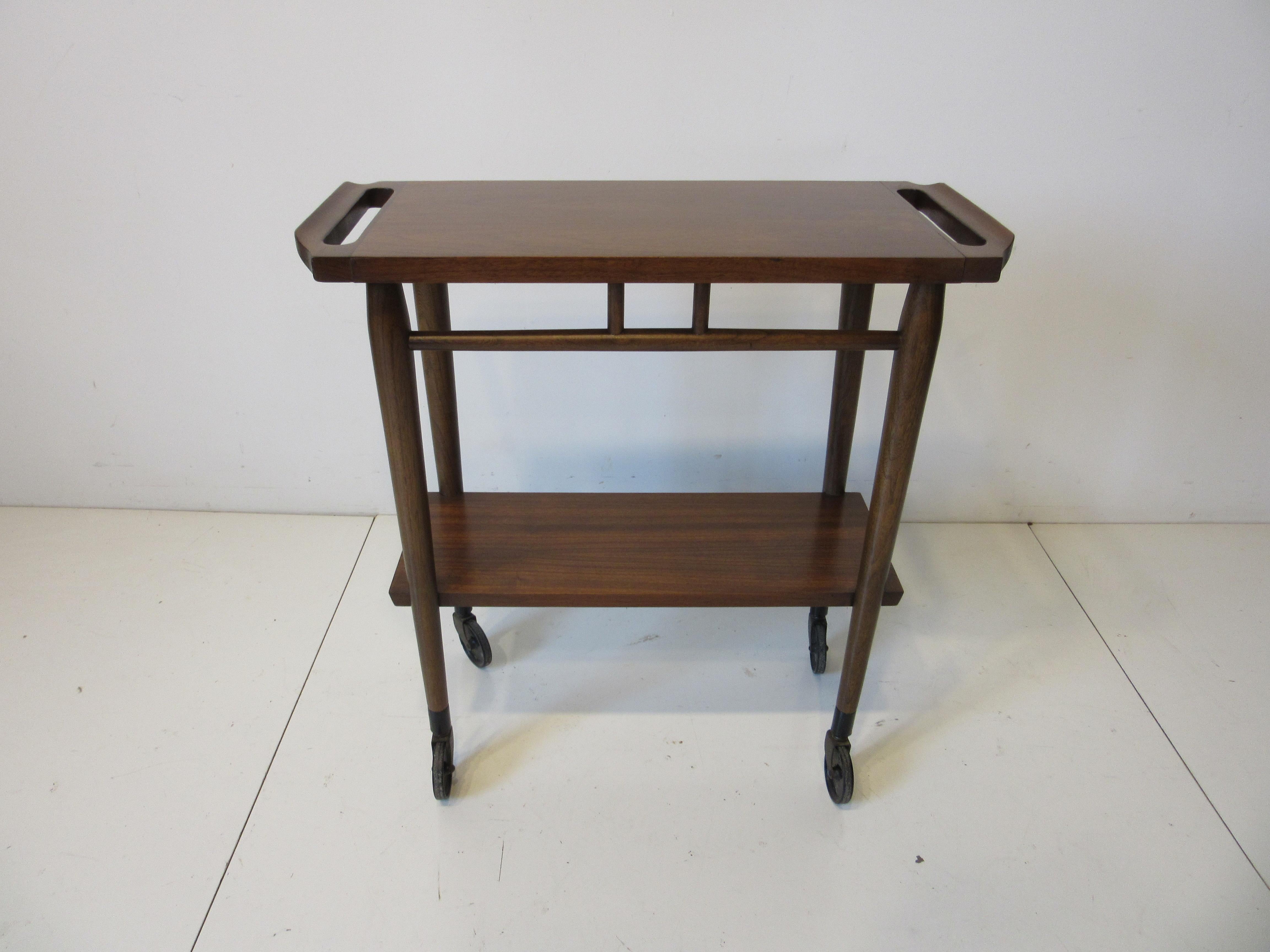 Walnut Smaller Rolling Bar Cart by Lane 3