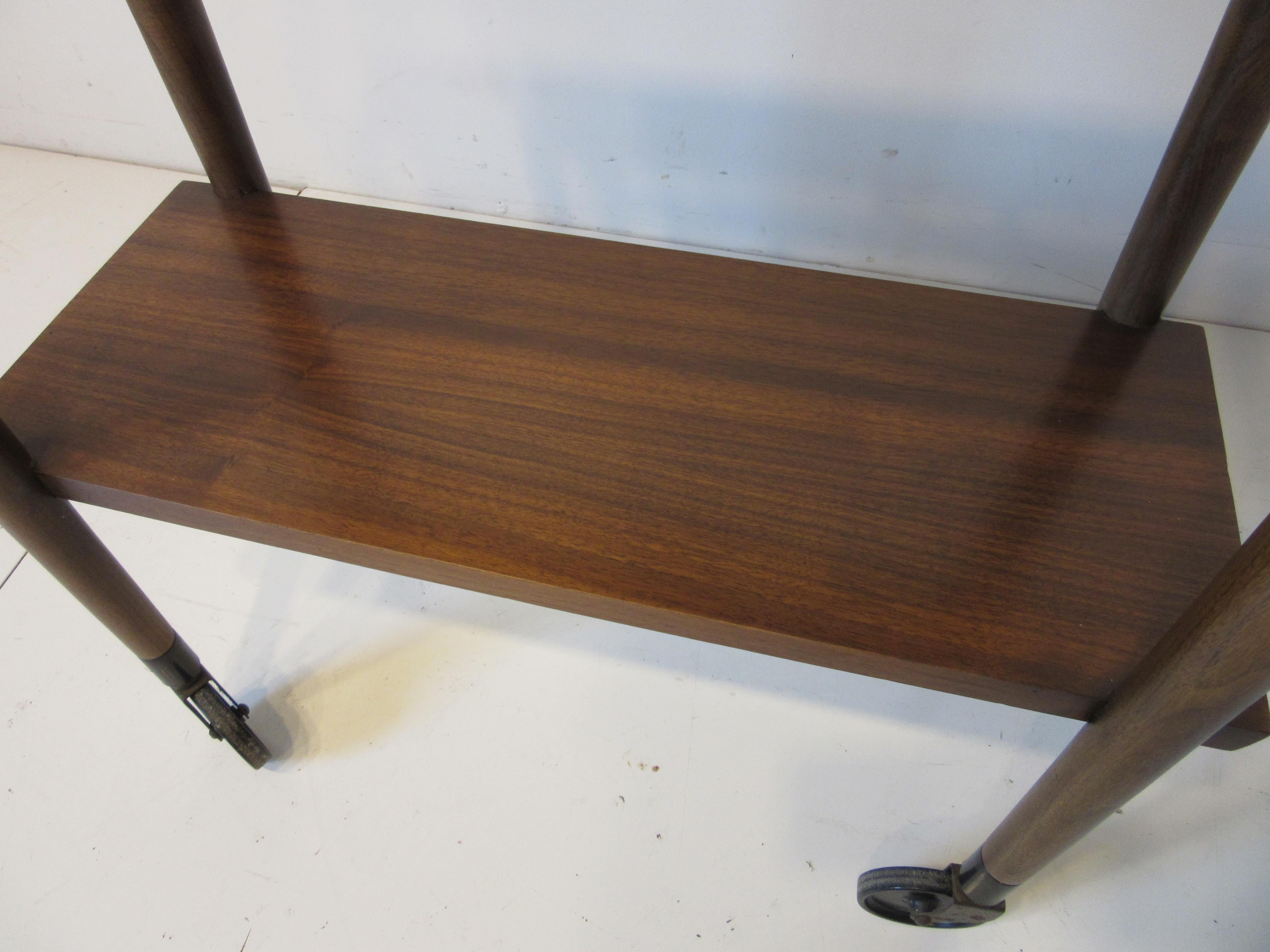 20th Century Walnut Smaller Rolling Bar Cart by Lane