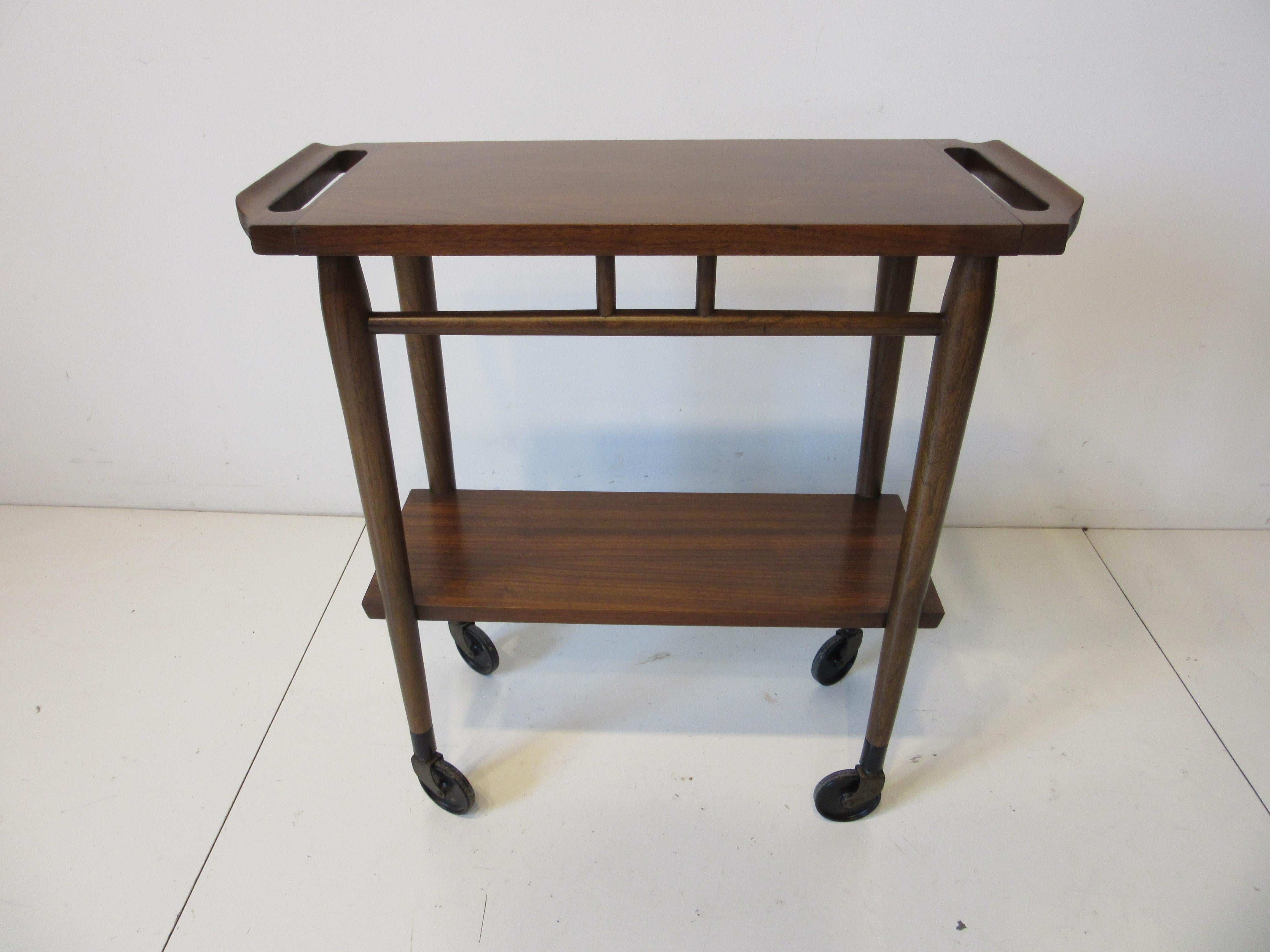 Walnut Smaller Rolling Bar Cart by Lane 2