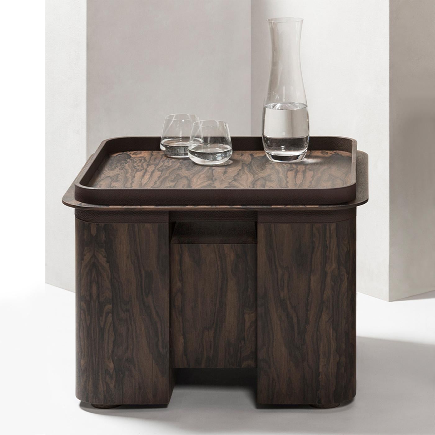 Hand-Crafted Walnut Smart Side Table For Sale