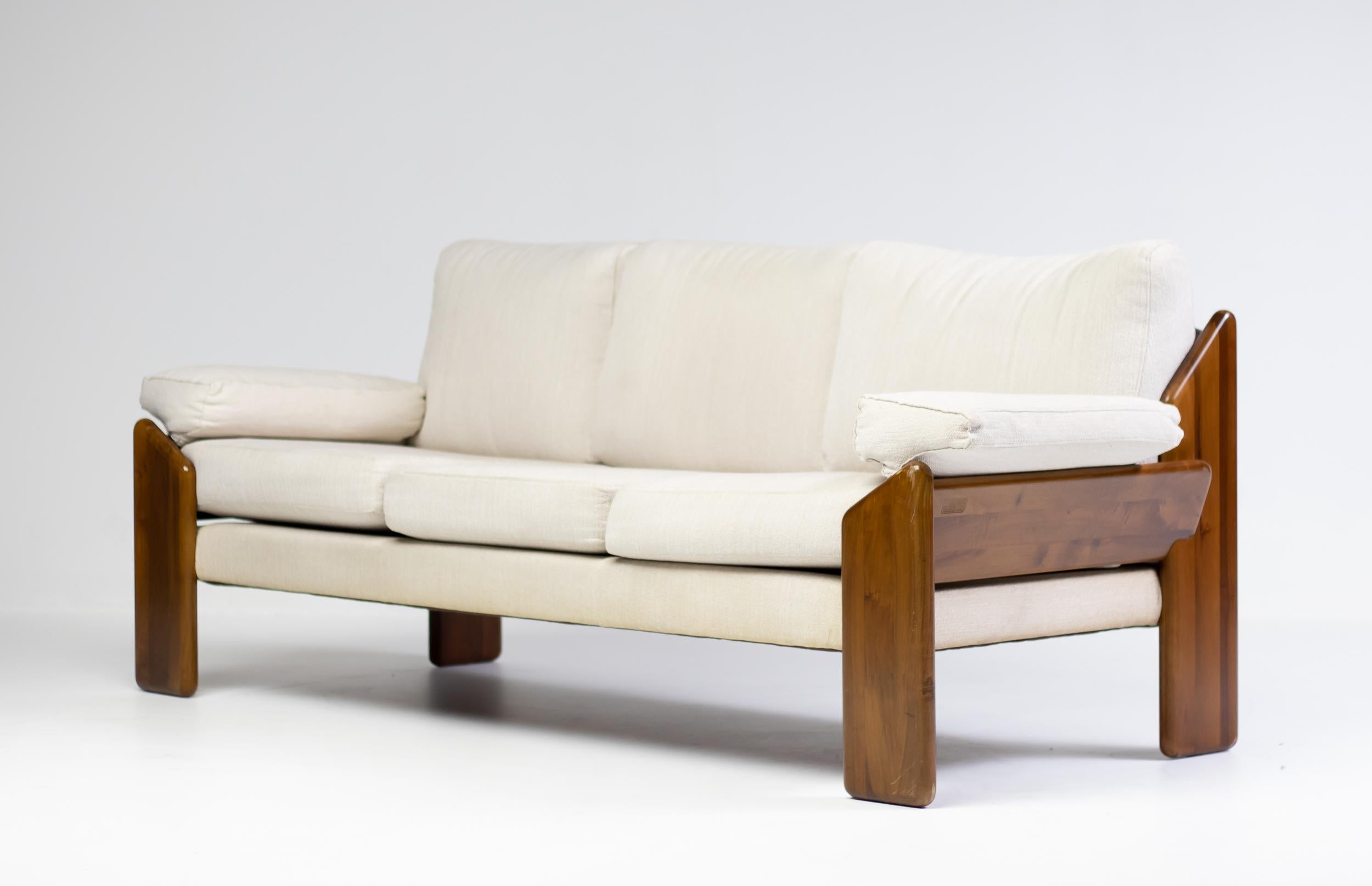 Italian Walnut Sofa and Arm Chair by Sapporo For Sale