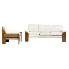 Walnut Sofa and Arm Chair by Sapporo
