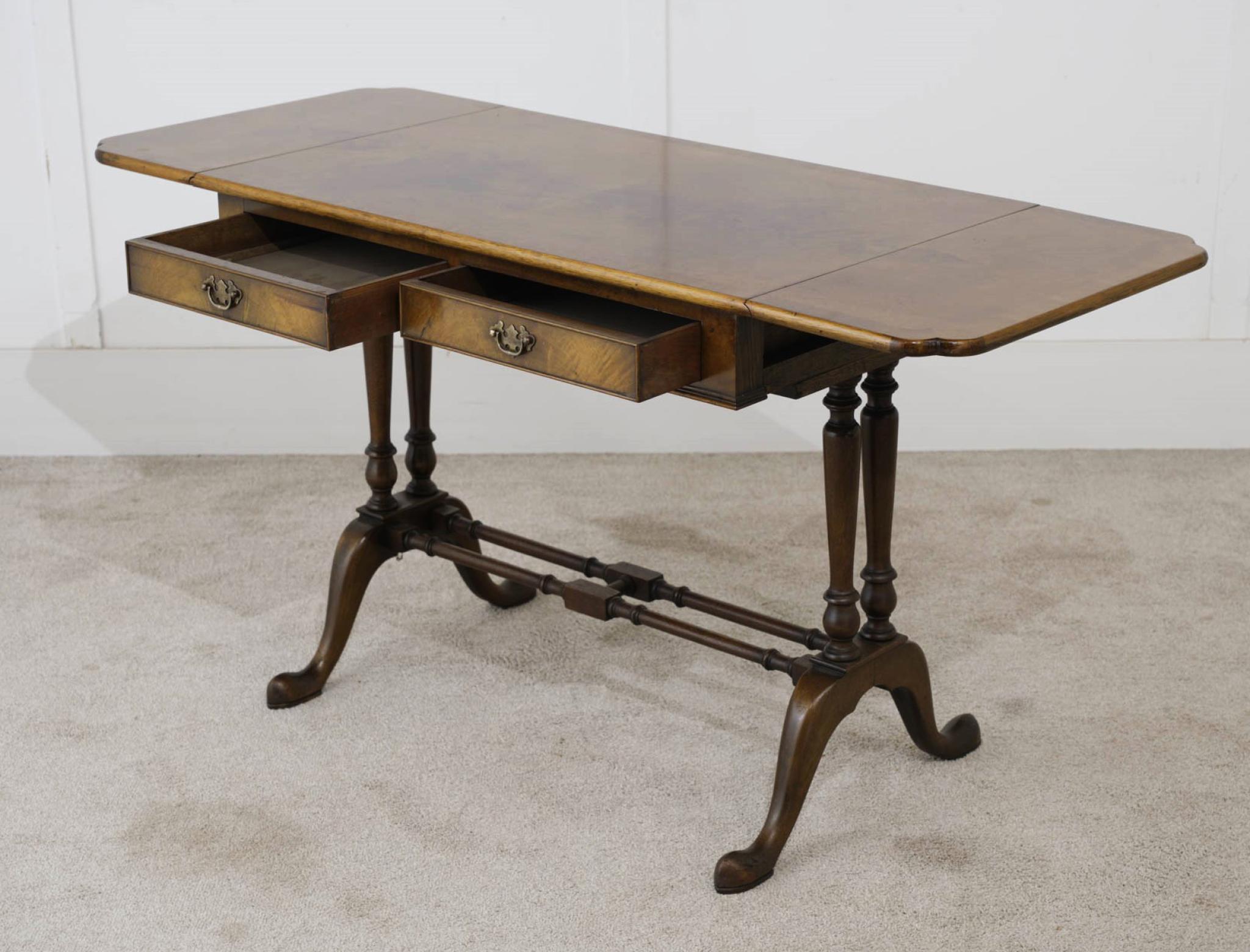 Walnut Sofa Table Epstein and Co Queen Anne Revival For Sale 2