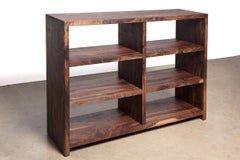 Walnut Solid Wood Bookcase Media Center Storage with Open Back and Thick Shelves