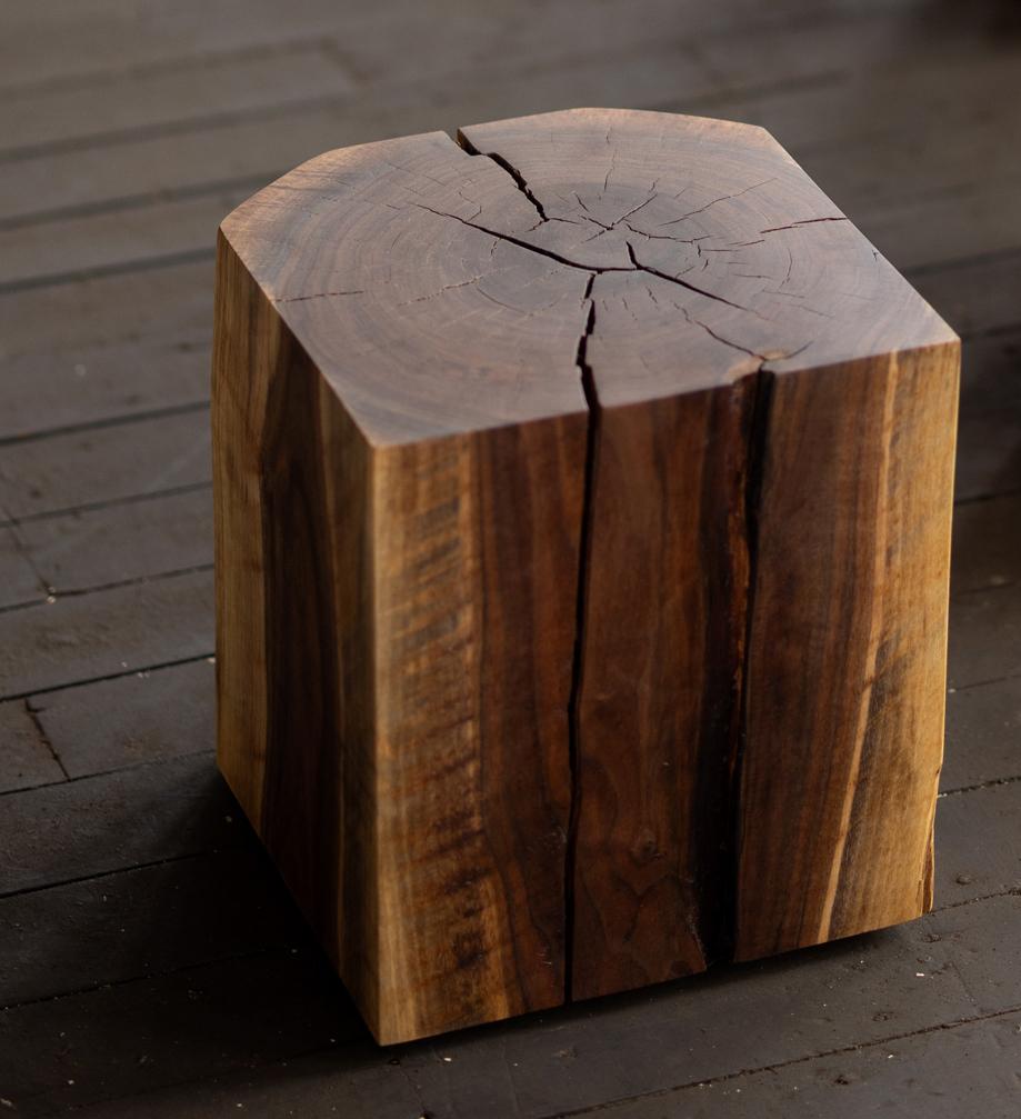 Americano Tavolino a cubo in legno massiccio di noce (12