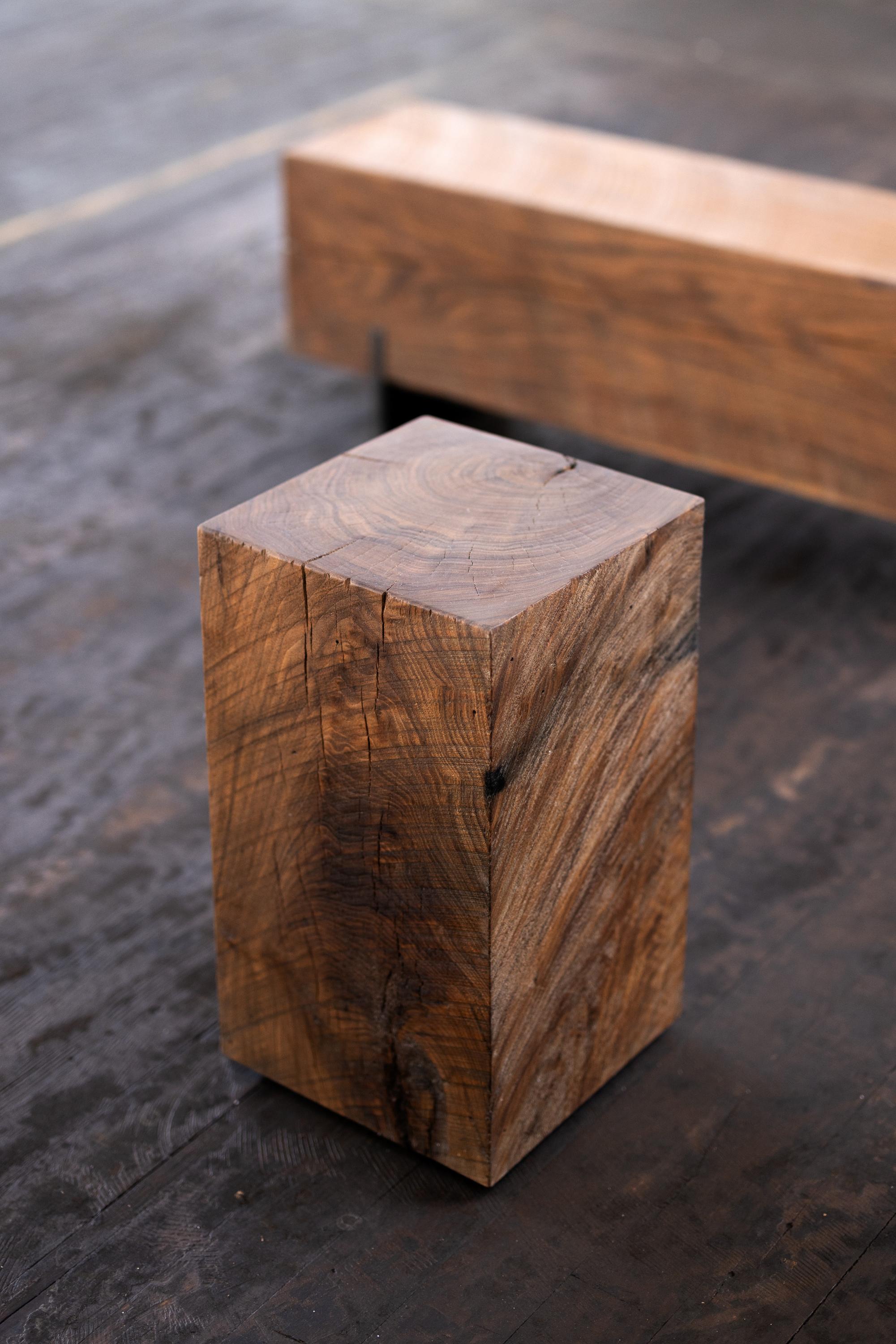 Organic Modern Walnut Solid Wood Cube Side Table (12