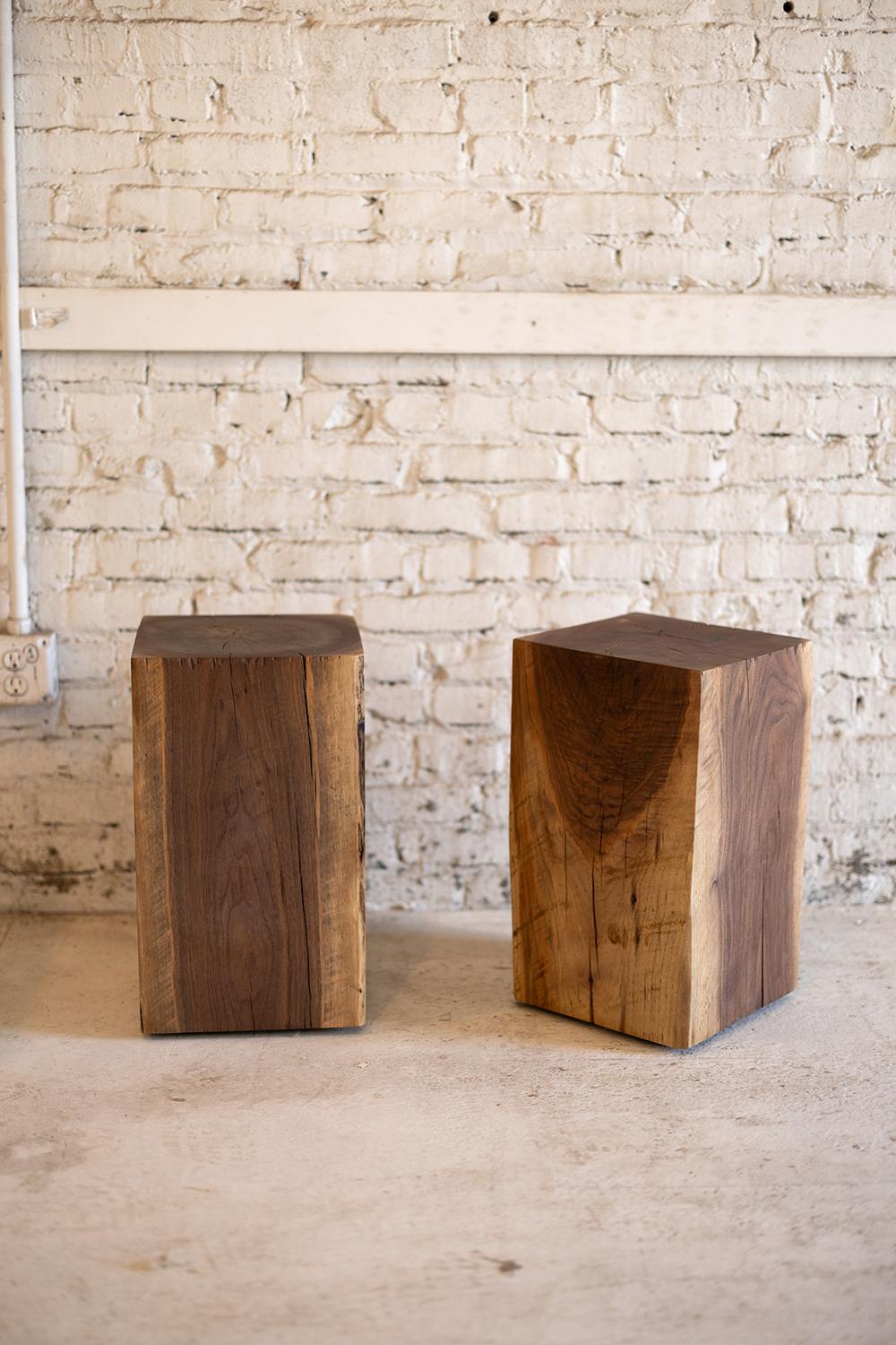 Walnut Solid Wood Cube Side Table (12